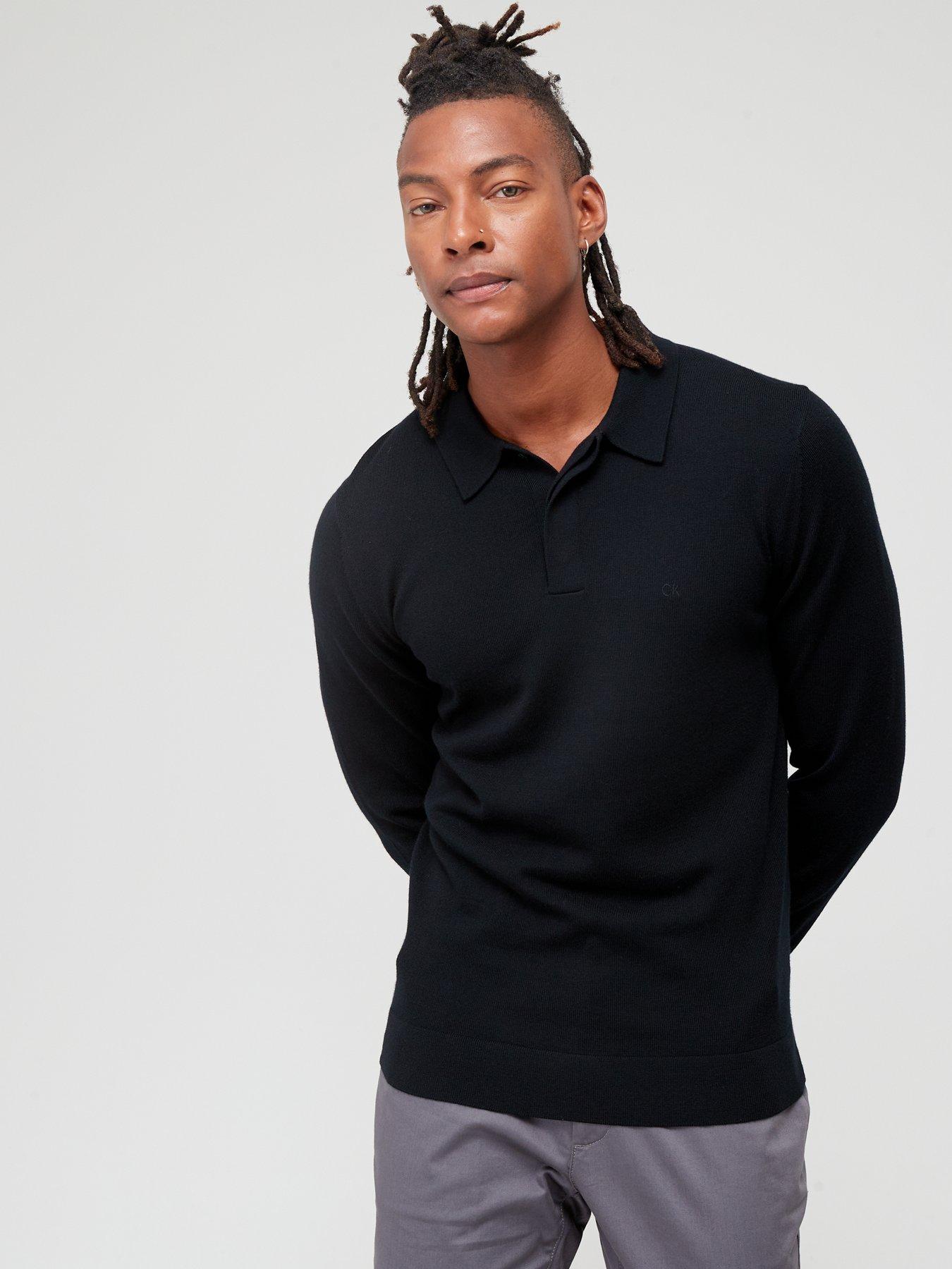 Calvin klein long sleeve polo clearance shirt