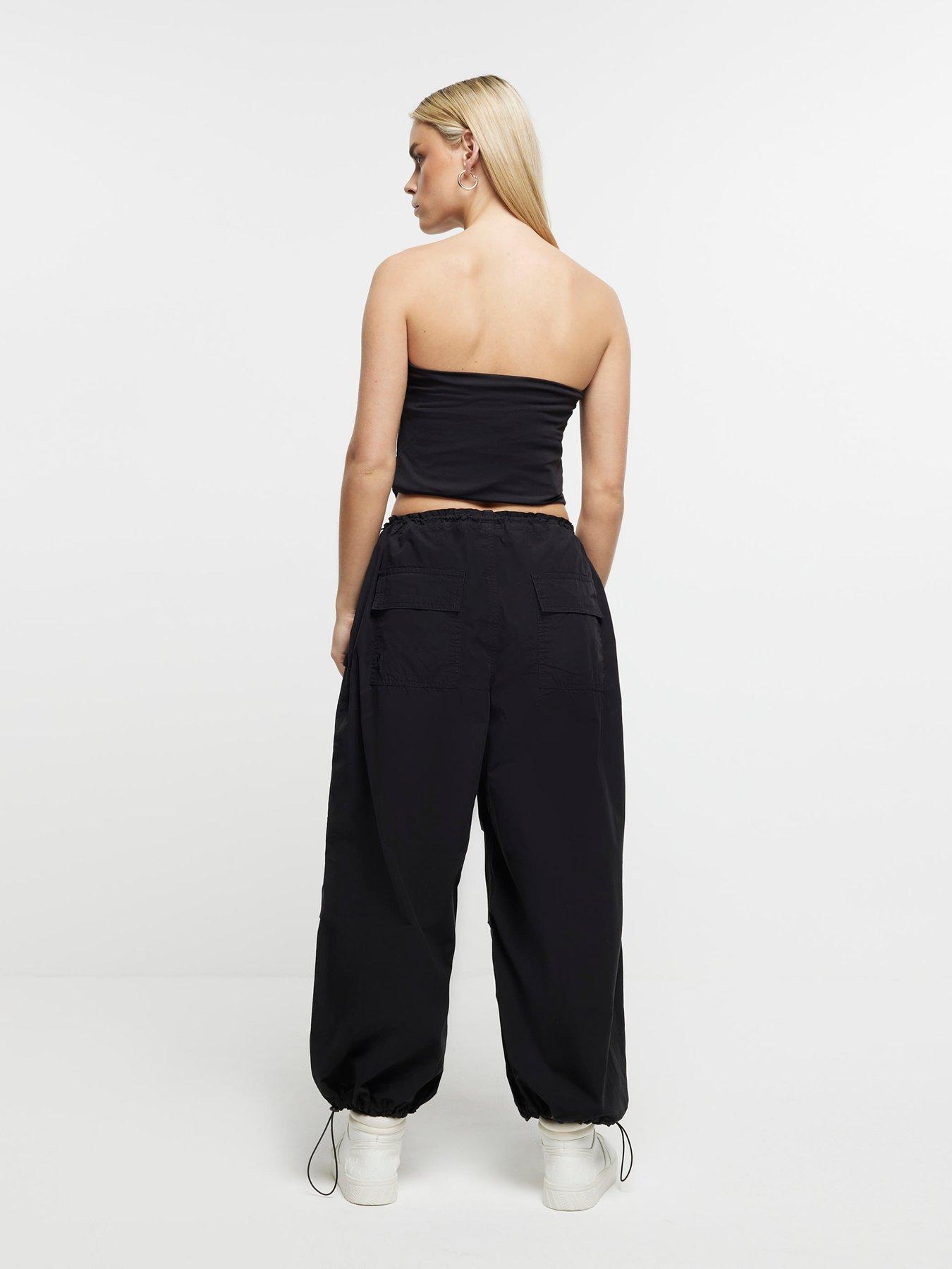 ri-petite-petite-low-rise-parachute-trouser-blackstillFront