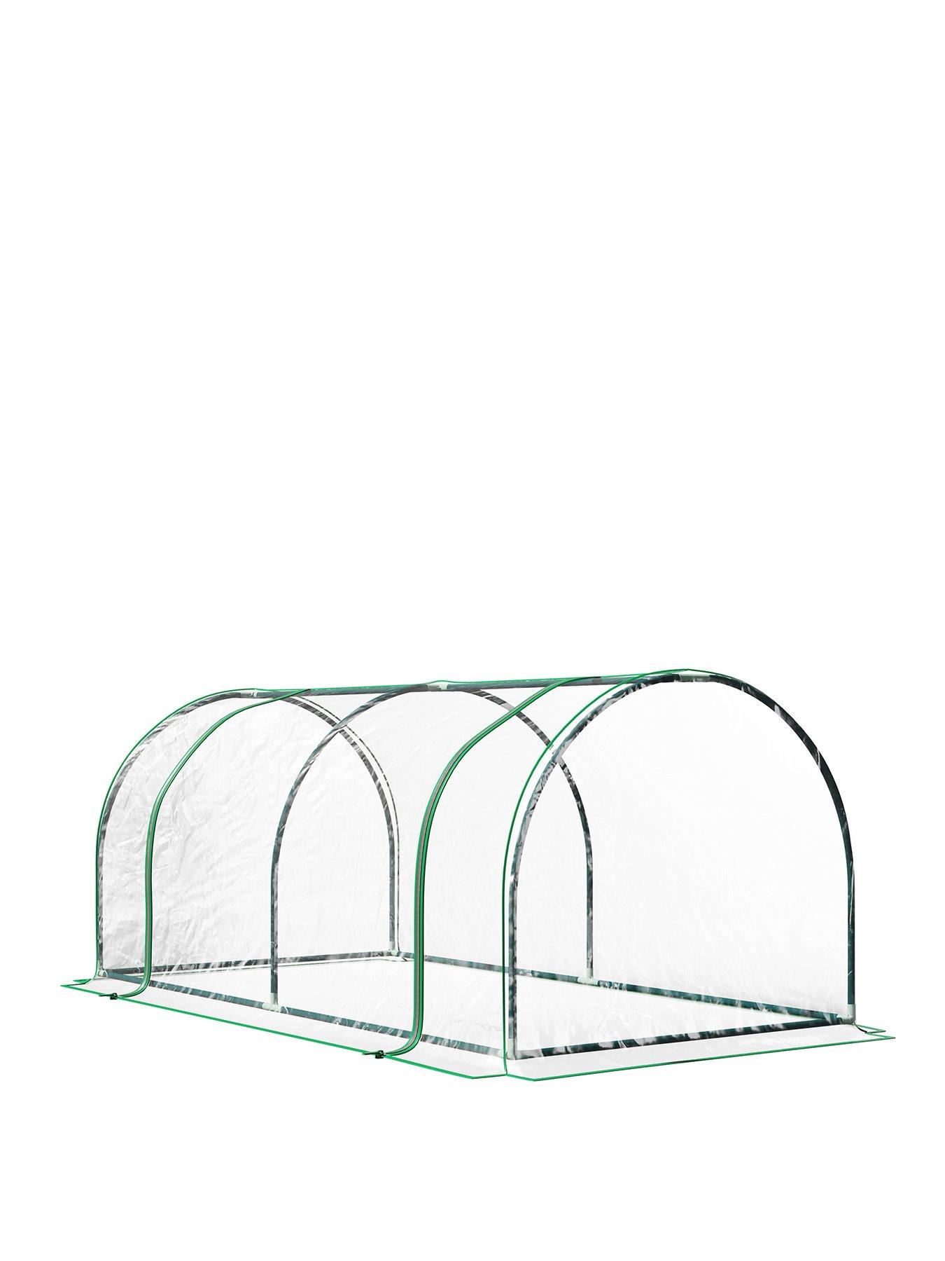 Image 1 of 7 of OutSunny Tunnel Greenhouse Green Grow House Steel Frame Garden Outdoor 200 x 100 x 80cm
