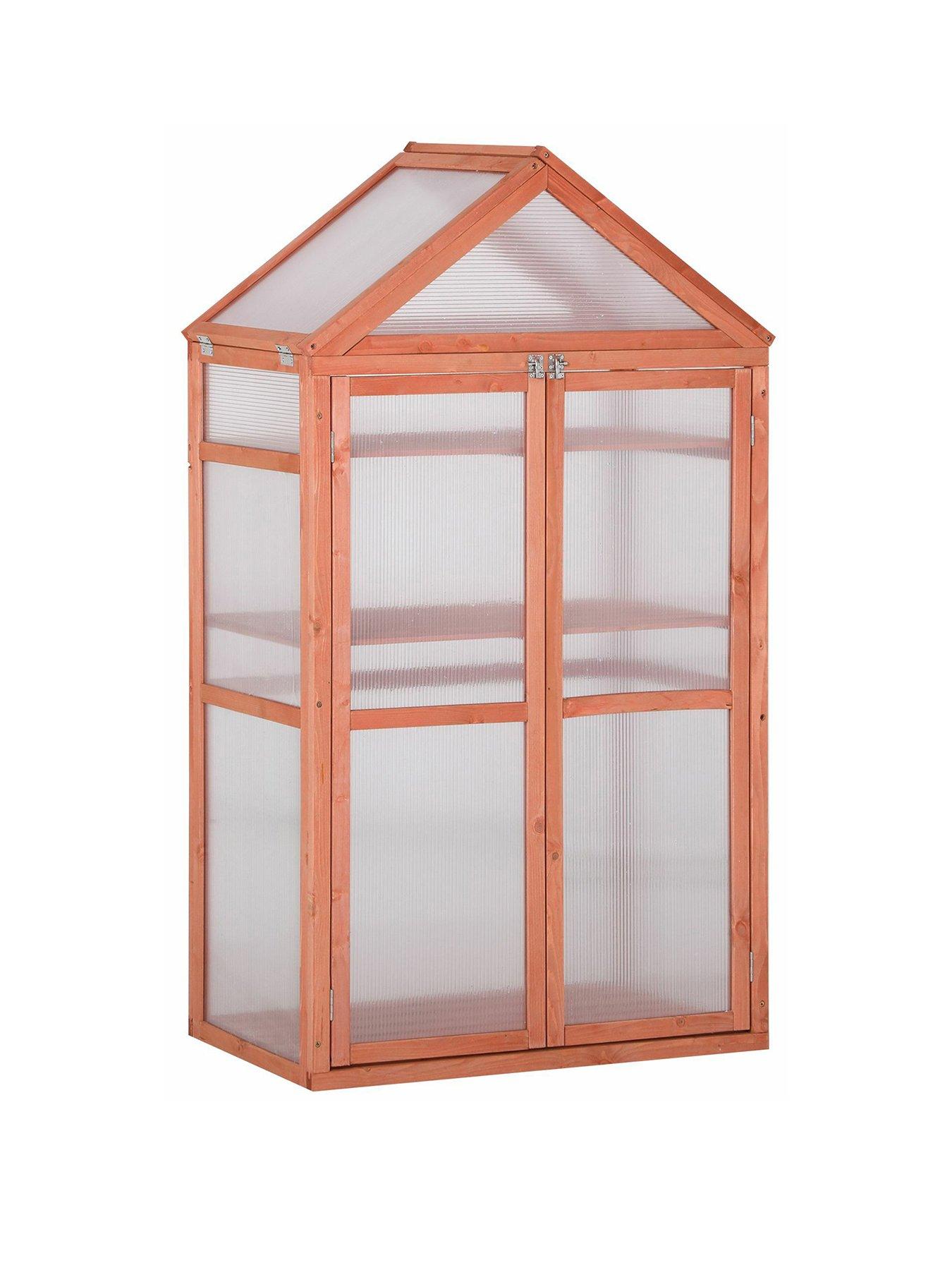 OutSunny Wooden Cold Frame Greenhouse for Plants - 80 x 47 x 138cm, Orange