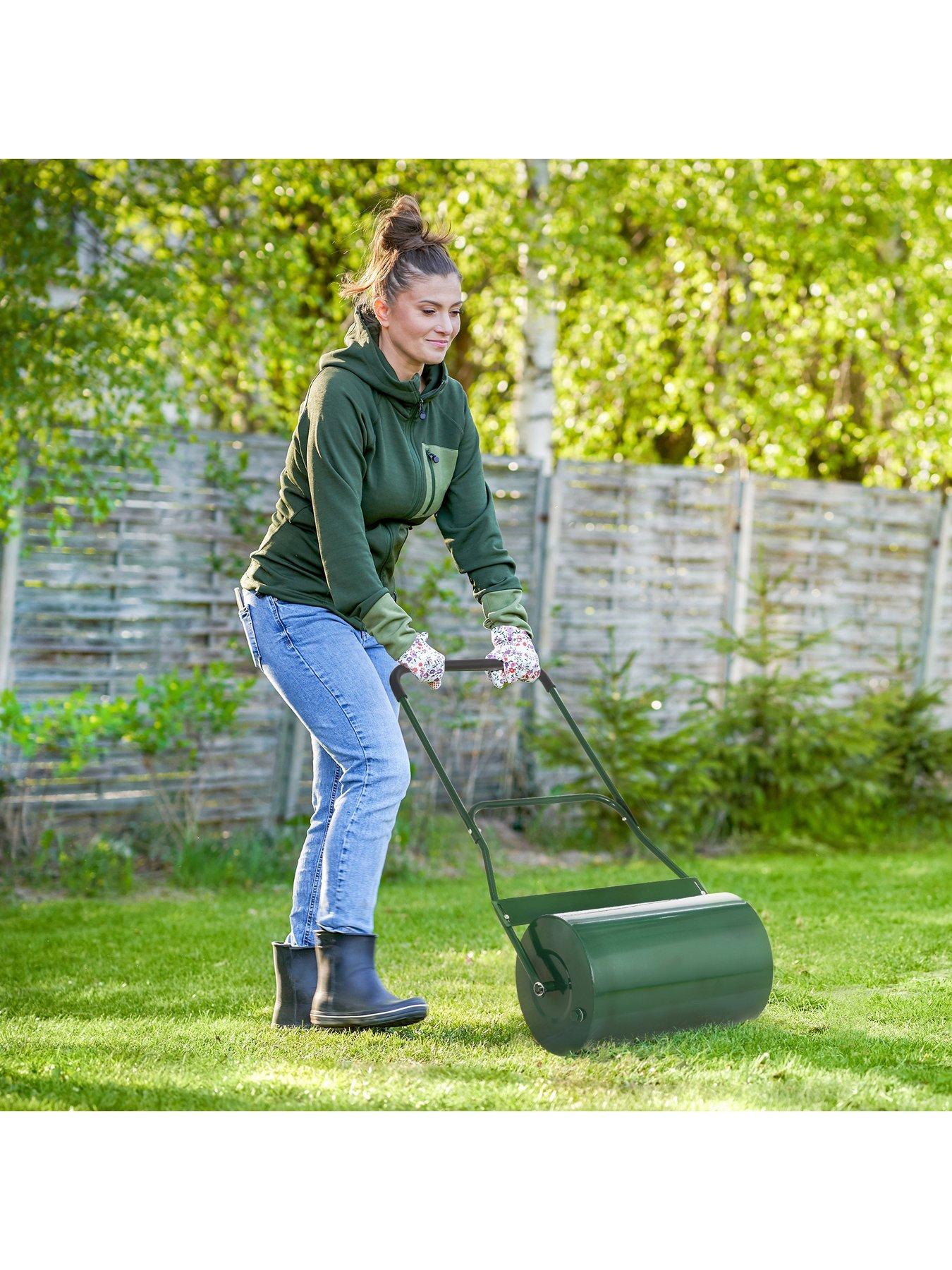 outsunny-40l-metal-sand-or-water-filled-lawn-roller--nbspgreenstillFront