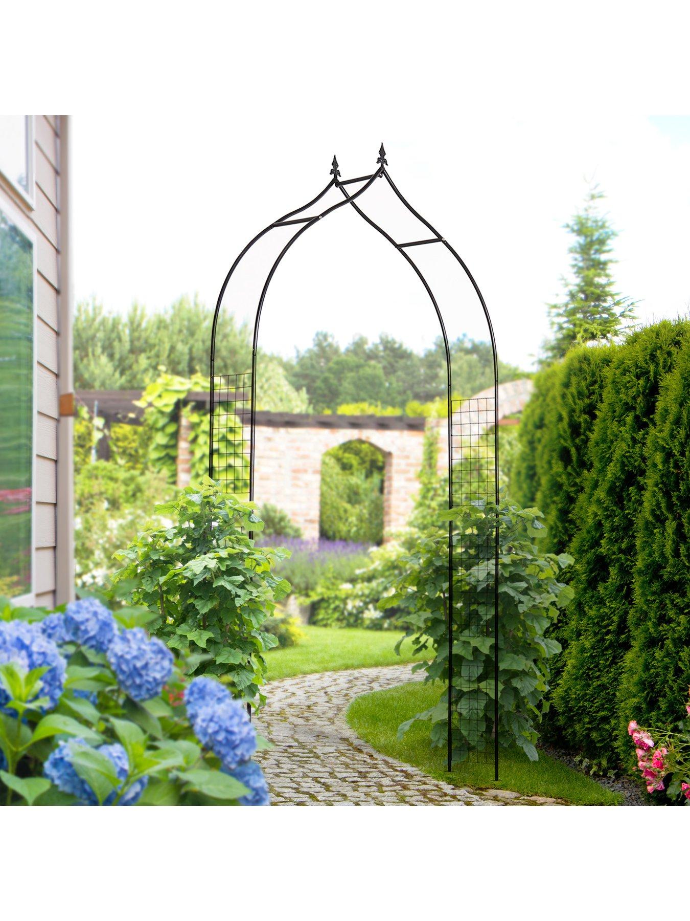 outsunny-steel-frame-backyard-metal-pergola-for-plants-amp-trellis-garden-arch--nbspblackstillFront