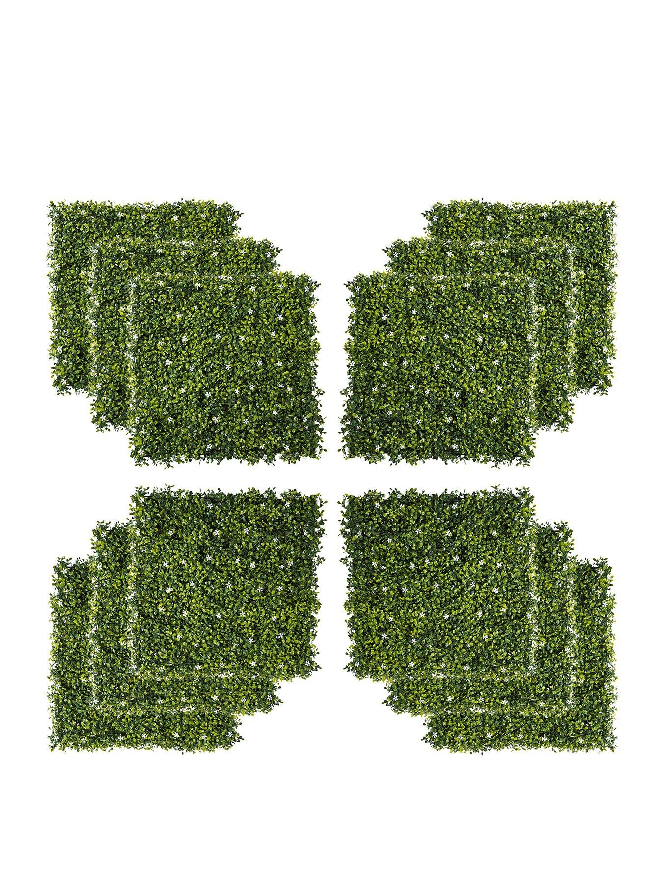 Image of OutSunny 12-Piece 50cm x 50cm Artificial Boxwood Wall Panel -  Milan Grass, Privacy Fence Screen