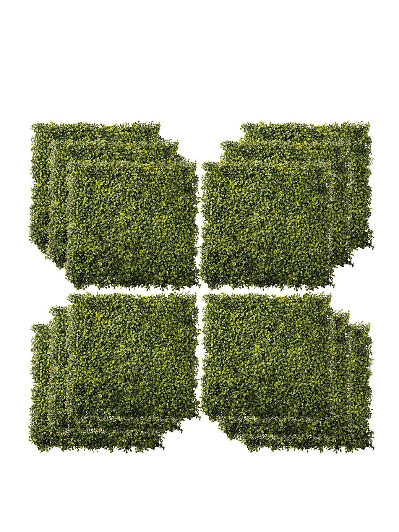 Image of OutSunny 12-Piece 50 x 50cm Artificial Boxwood Wall Panel - Milan Grass, Privacy Fence Screen