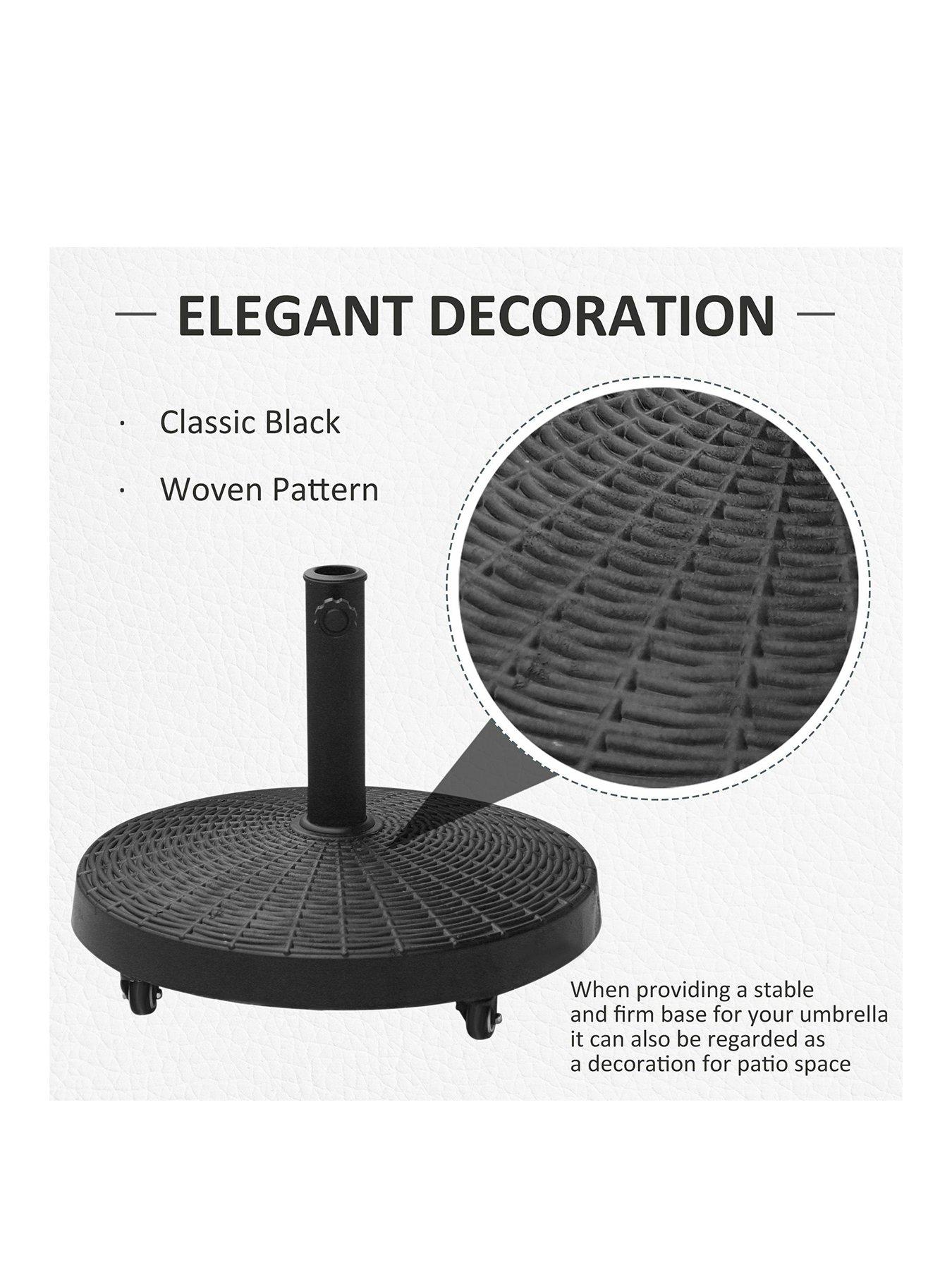 Image 3 of 7 of OutSunny Resin Patio Parasol Base Umbrella Stand, Weight Deck Holder With&nbsp;Wheels -&nbsp;Black