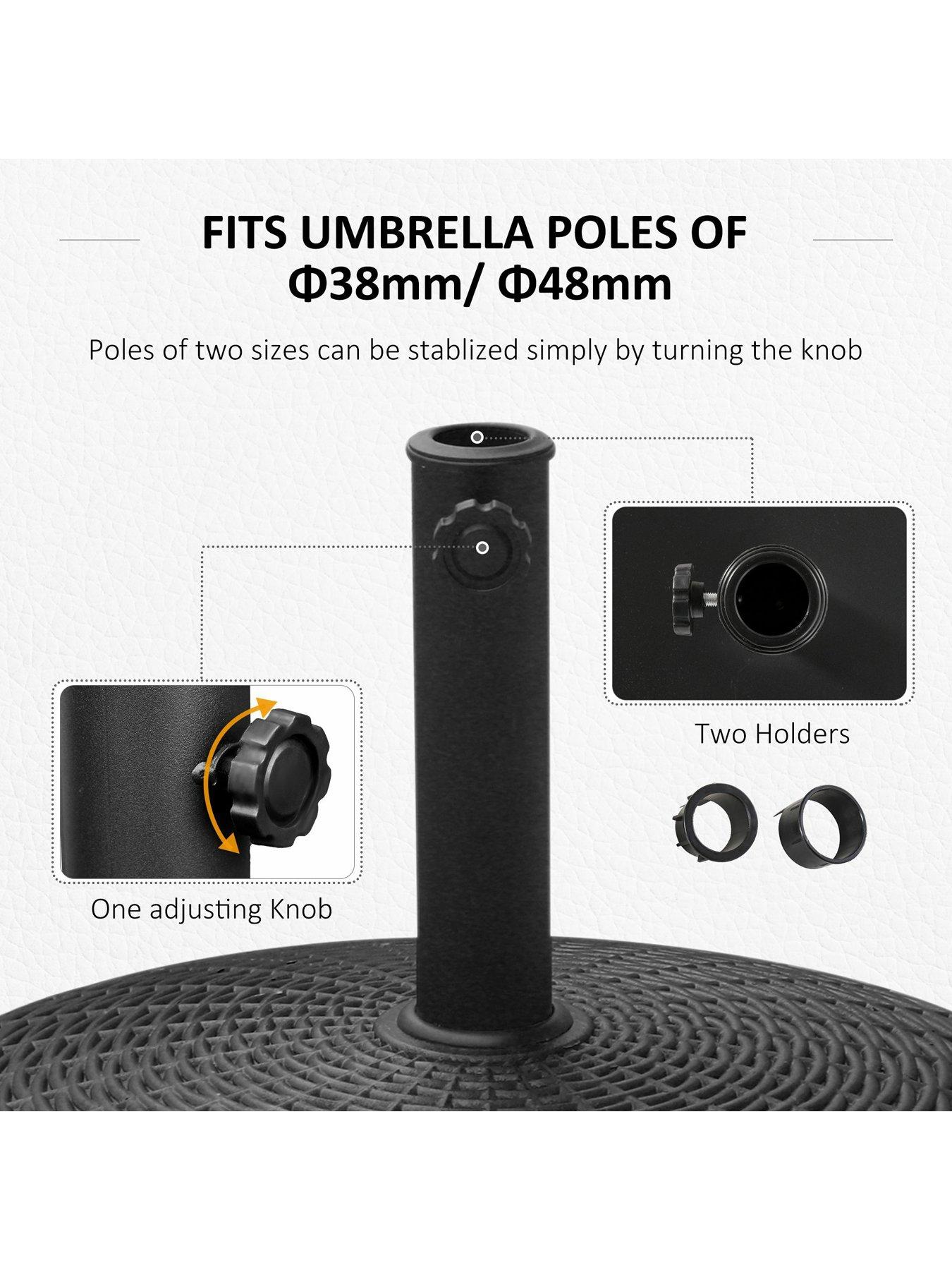 Image 4 of 7 of OutSunny Resin Patio Parasol Base Umbrella Stand, Weight Deck Holder With&nbsp;Wheels -&nbsp;Black