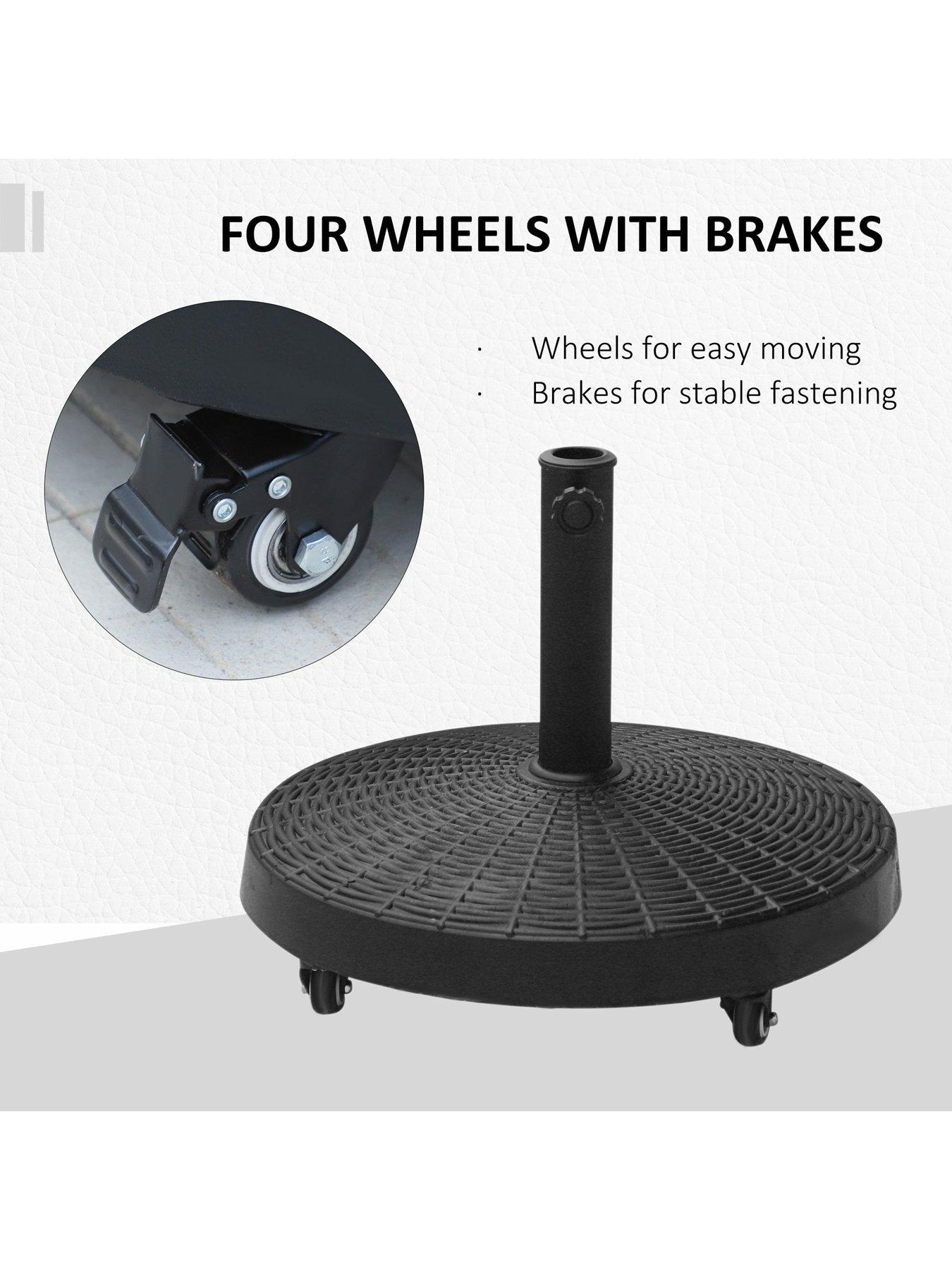 Image 5 of 7 of OutSunny Resin Patio Parasol Base Umbrella Stand, Weight Deck Holder With&nbsp;Wheels -&nbsp;Black