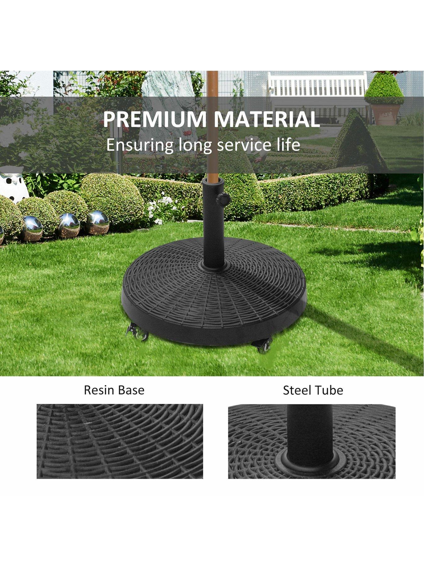 Image 7 of 7 of OutSunny Resin Patio Parasol Base Umbrella Stand, Weight Deck Holder With&nbsp;Wheels -&nbsp;Black