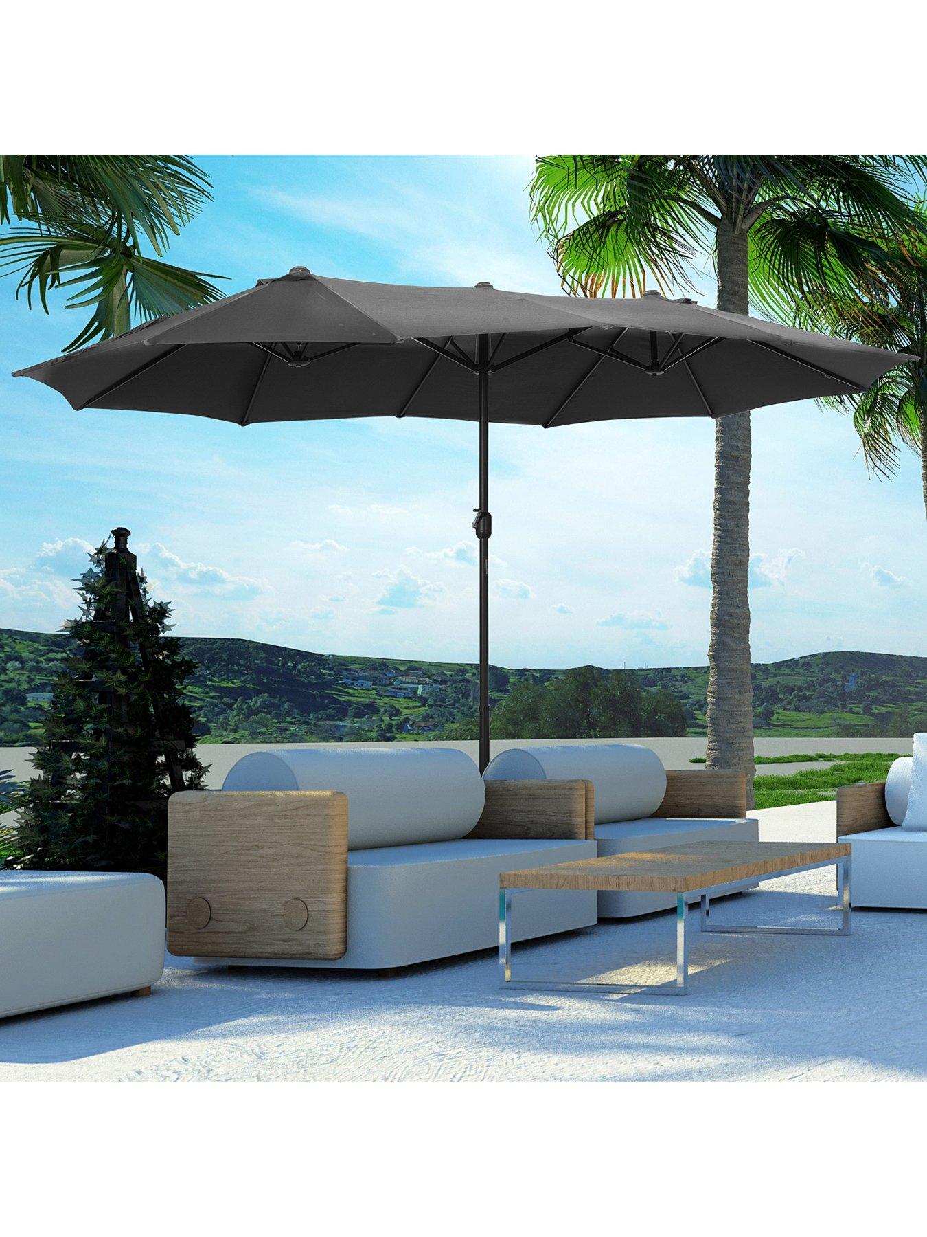 outsunny-46m-sun-umbrella-canopy-double-sided-crank-sun-shade-with-cross-base--nbspgrey