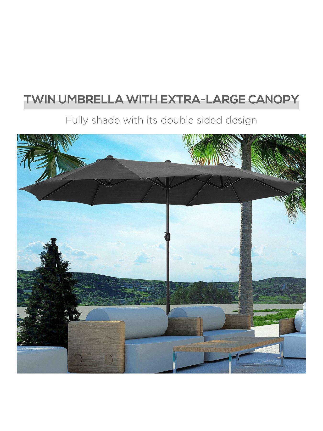 outsunny-46m-sun-umbrella-canopy-double-sided-crank-sun-shade-with-cross-base--nbspgreyback