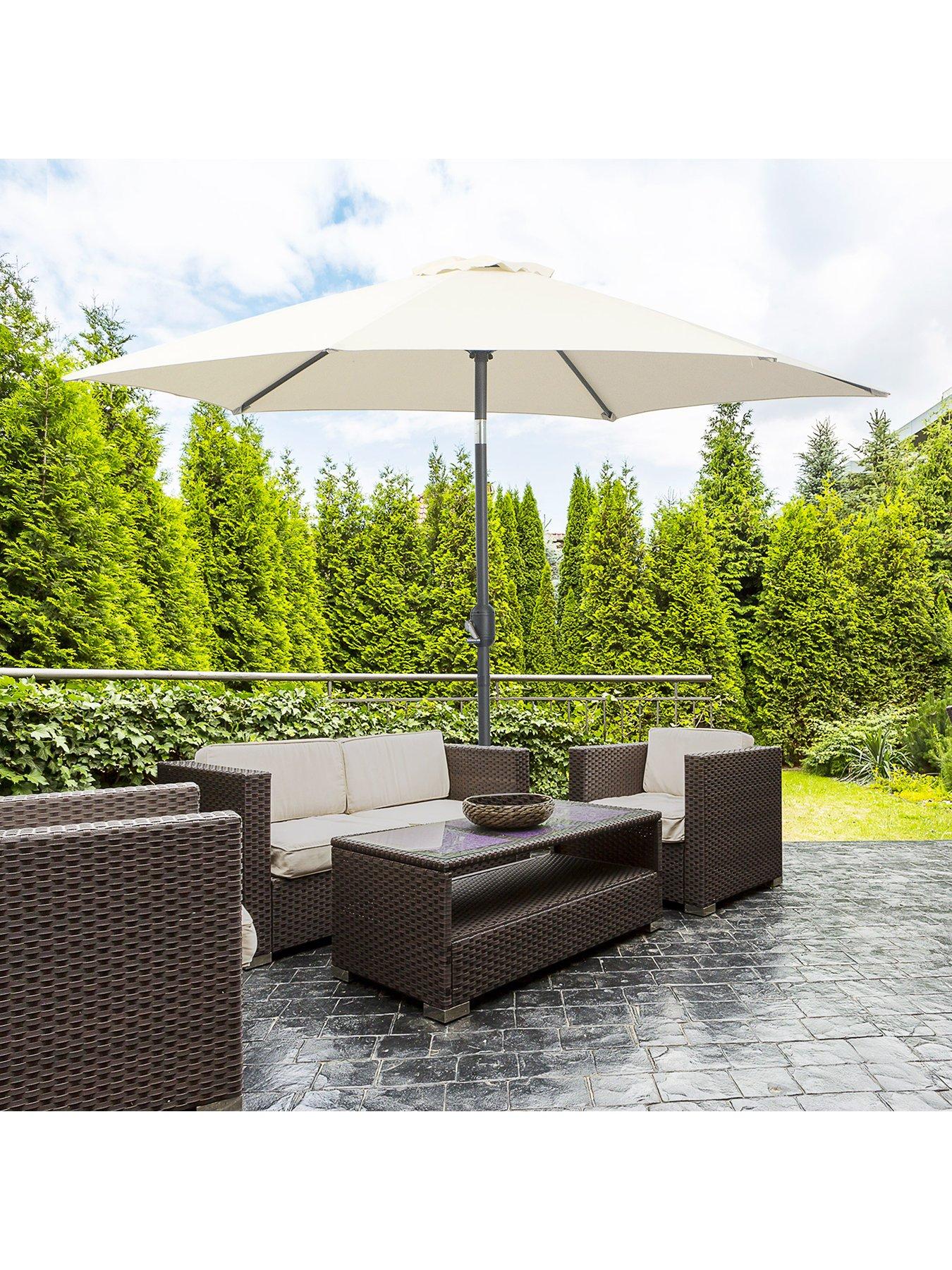 Image 1 of 7 of OutSunny 2.7m Adjustable&nbsp;Umbrella&nbsp;Garden Parasol&nbsp;-&nbsp;Cream White
