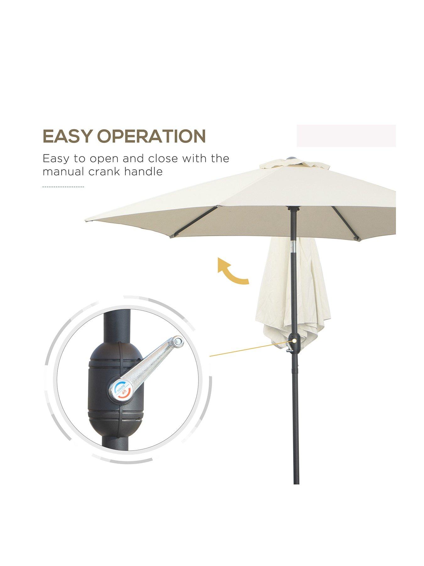 Image 3 of 7 of OutSunny 2.7m Adjustable&nbsp;Umbrella&nbsp;Garden Parasol&nbsp;-&nbsp;Cream White