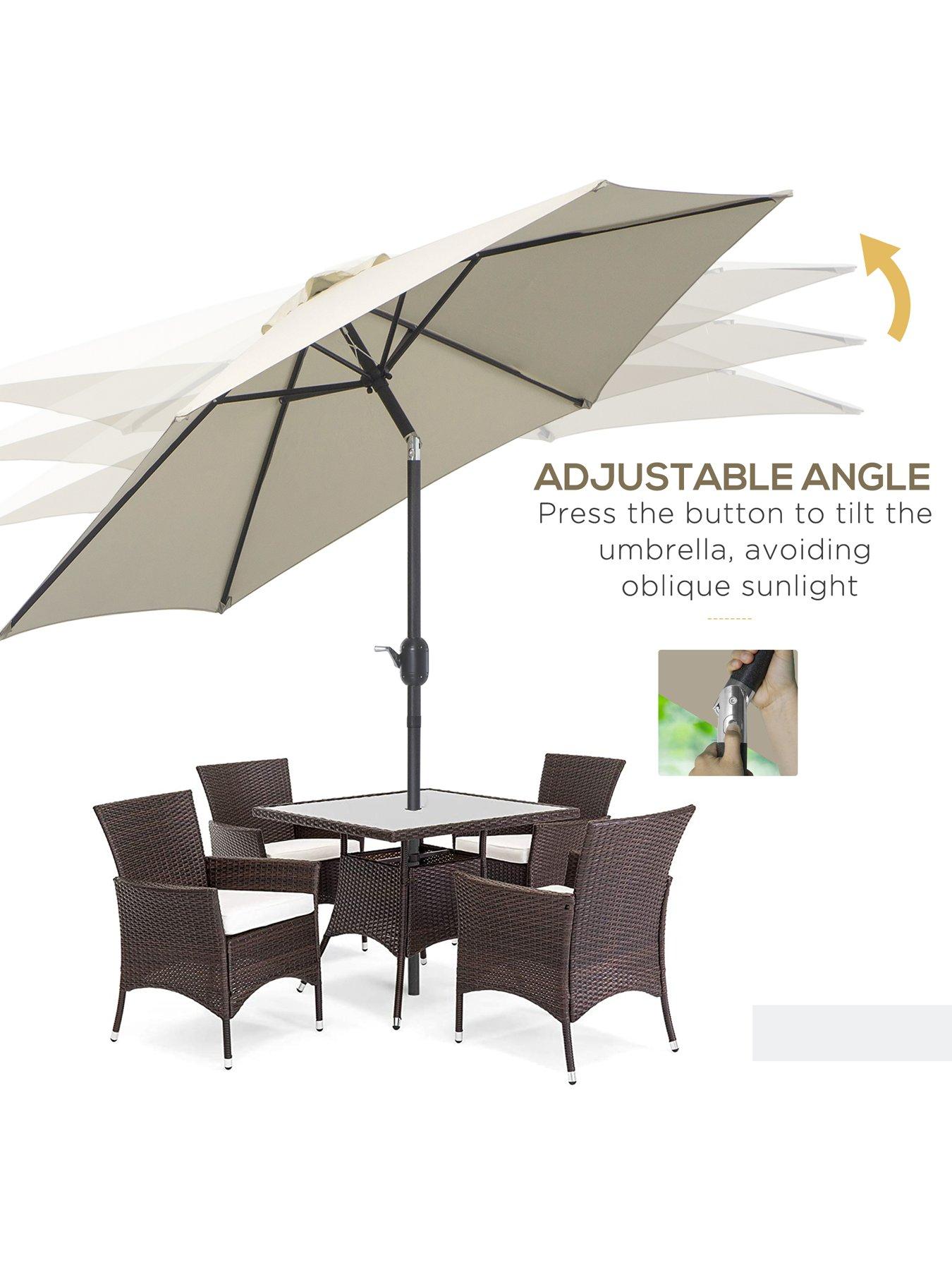 Image 4 of 7 of OutSunny 2.7m Adjustable&nbsp;Umbrella&nbsp;Garden Parasol&nbsp;-&nbsp;Cream White