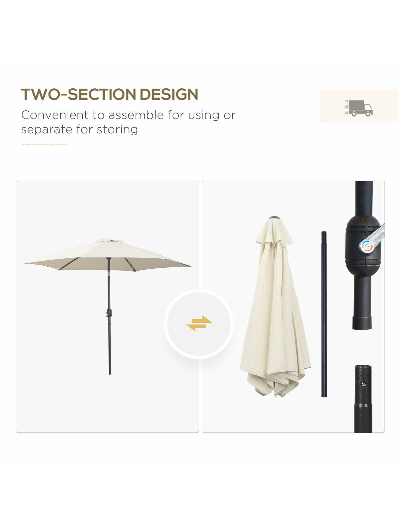 Image 5 of 7 of OutSunny 2.7m Adjustable&nbsp;Umbrella&nbsp;Garden Parasol&nbsp;-&nbsp;Cream White