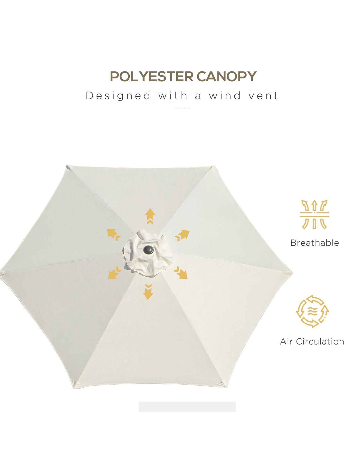 Image 6 of 7 of OutSunny 2.7m Adjustable&nbsp;Umbrella&nbsp;Garden Parasol&nbsp;-&nbsp;Cream White