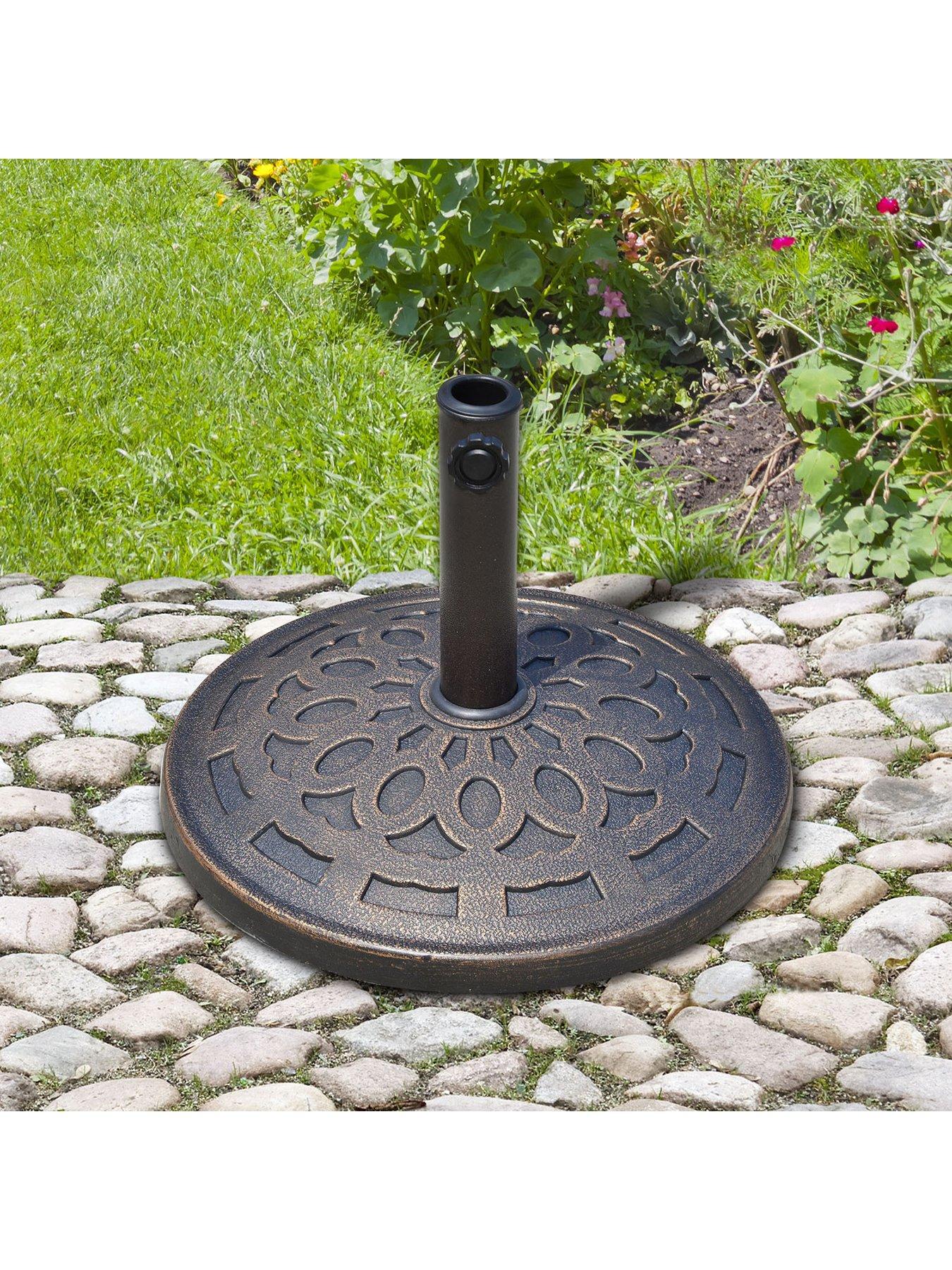 Image 1 of 7 of OutSunny Patio Umbrella Stand Parasol Base 14KG Round Bronze
