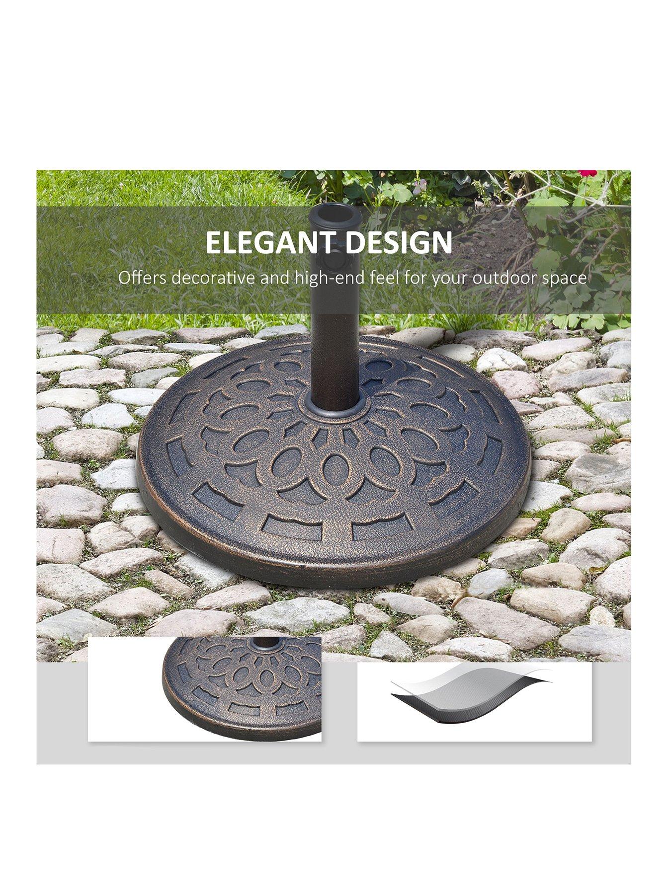 Image 3 of 7 of OutSunny Patio Umbrella Stand Parasol Base 14KG Round Bronze