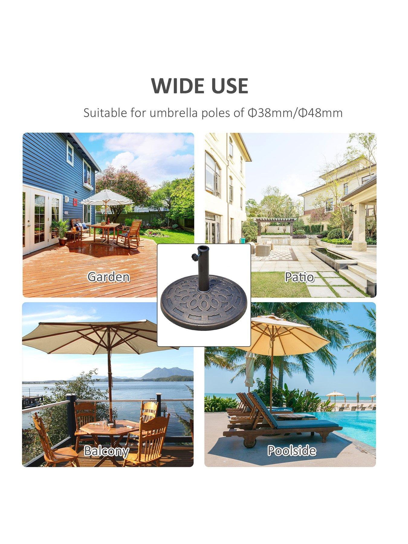 Image 5 of 7 of OutSunny Patio Umbrella Stand Parasol Base 14KG Round Bronze