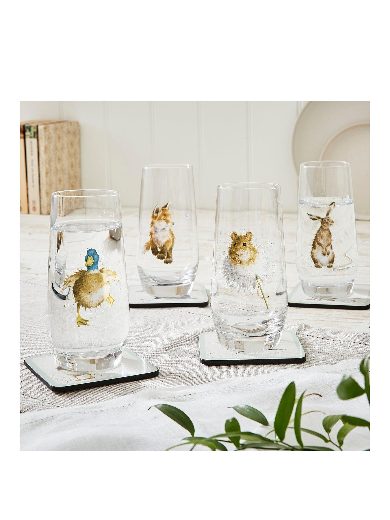 Image 1 of 7 of ROYAL WORCESTER Wrendale Designs Set of 4 Hi Ball Glasses