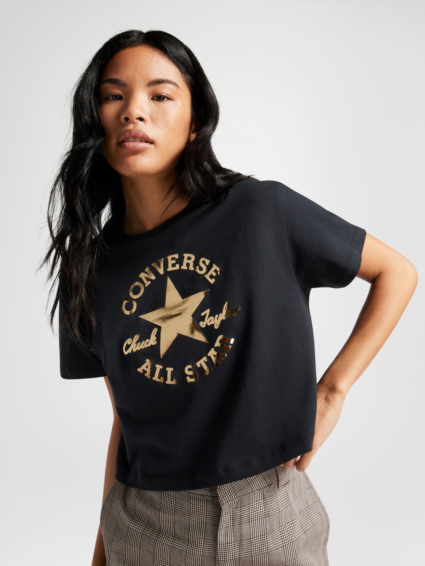 Converse t shirt womens black online