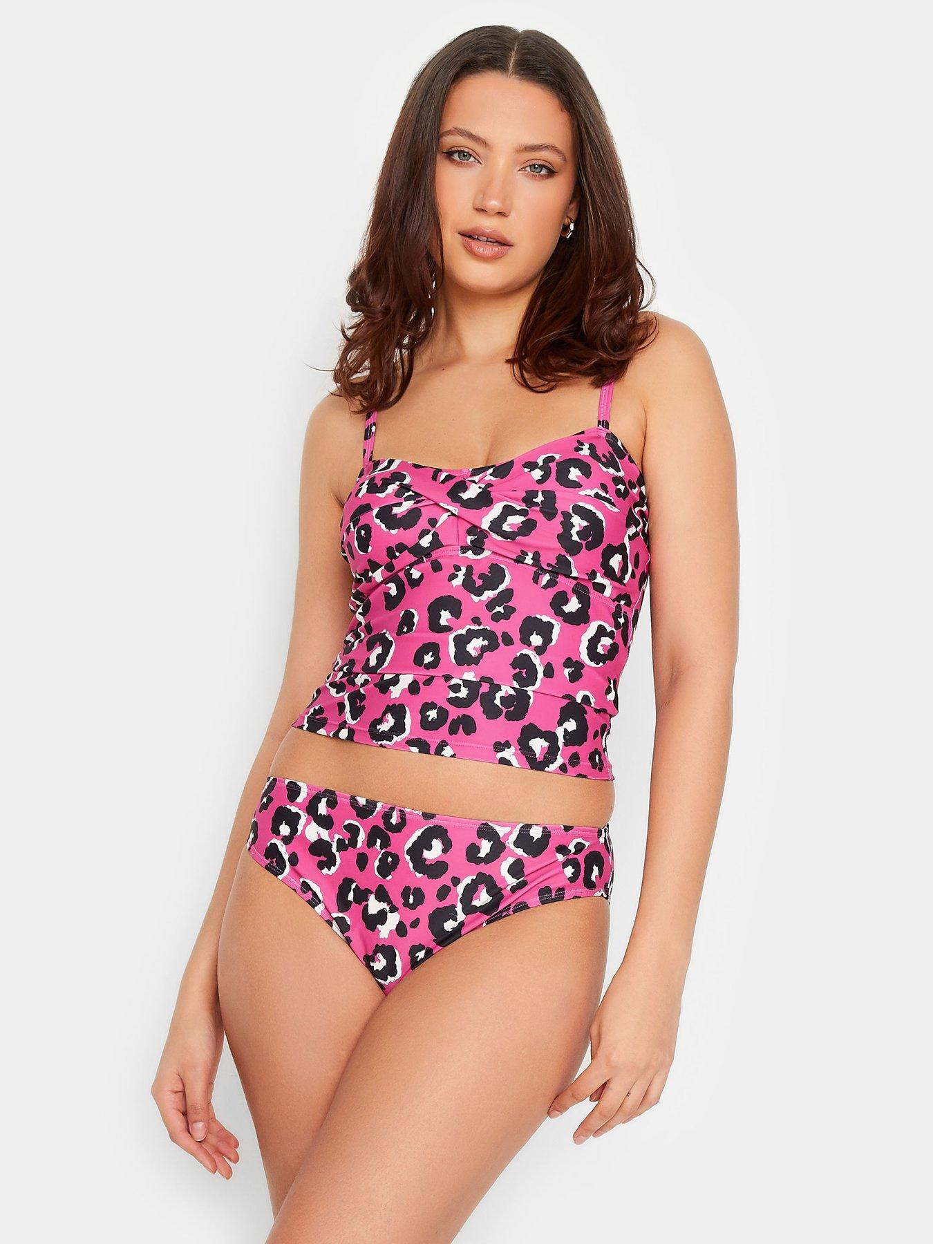 Long Tall Sally Pink Leopard Twist Front Tankini