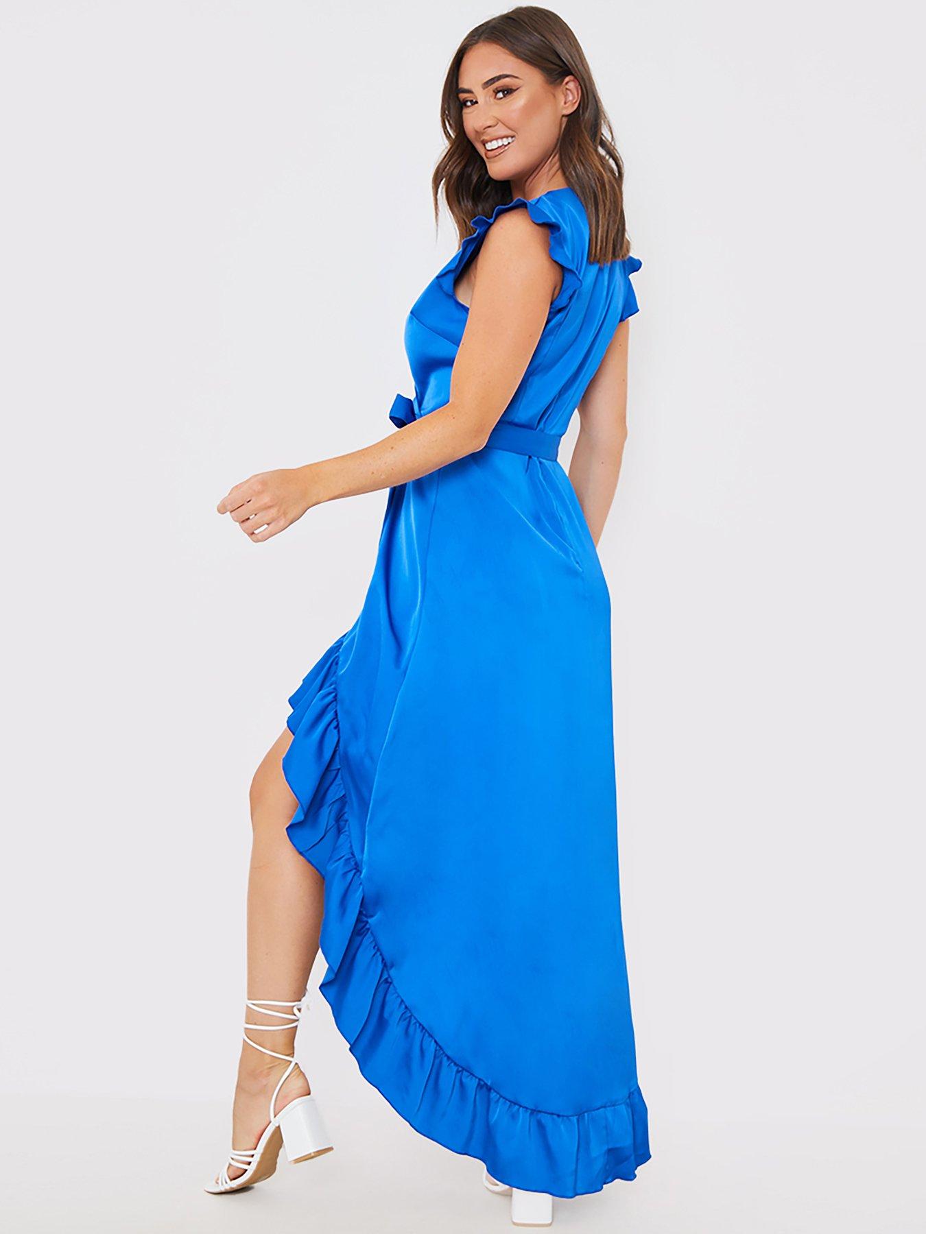 Midi wrap frill outlet dress