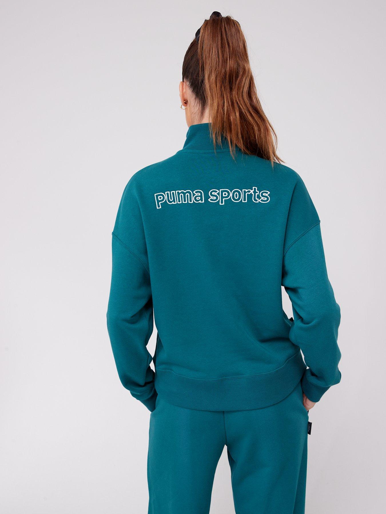 puma-team-half-zip-dark-greenstillFront