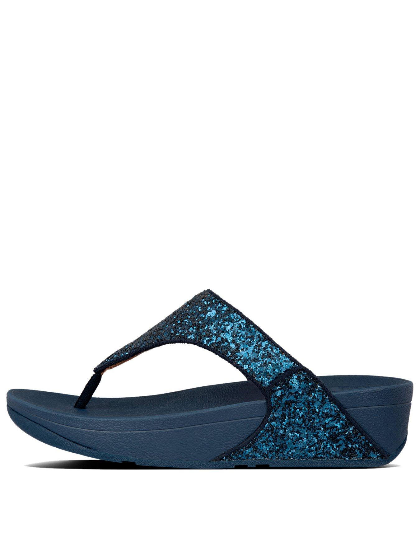 Navy blue store fit flops