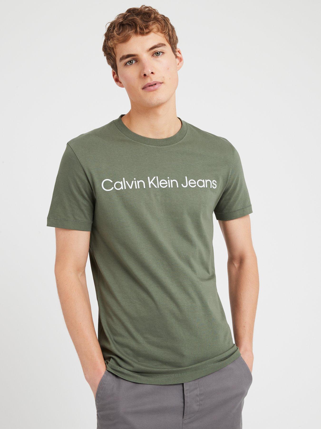 Calvin Klein Jeans institutional logo slim fit t-shirt in dark green