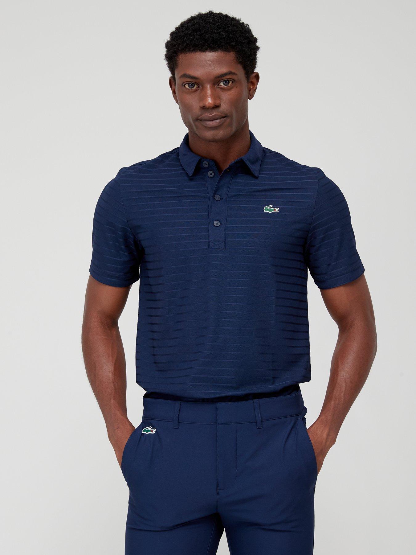 Lacoste Golf Ribbed Striped Polo Shirt Dark Blue