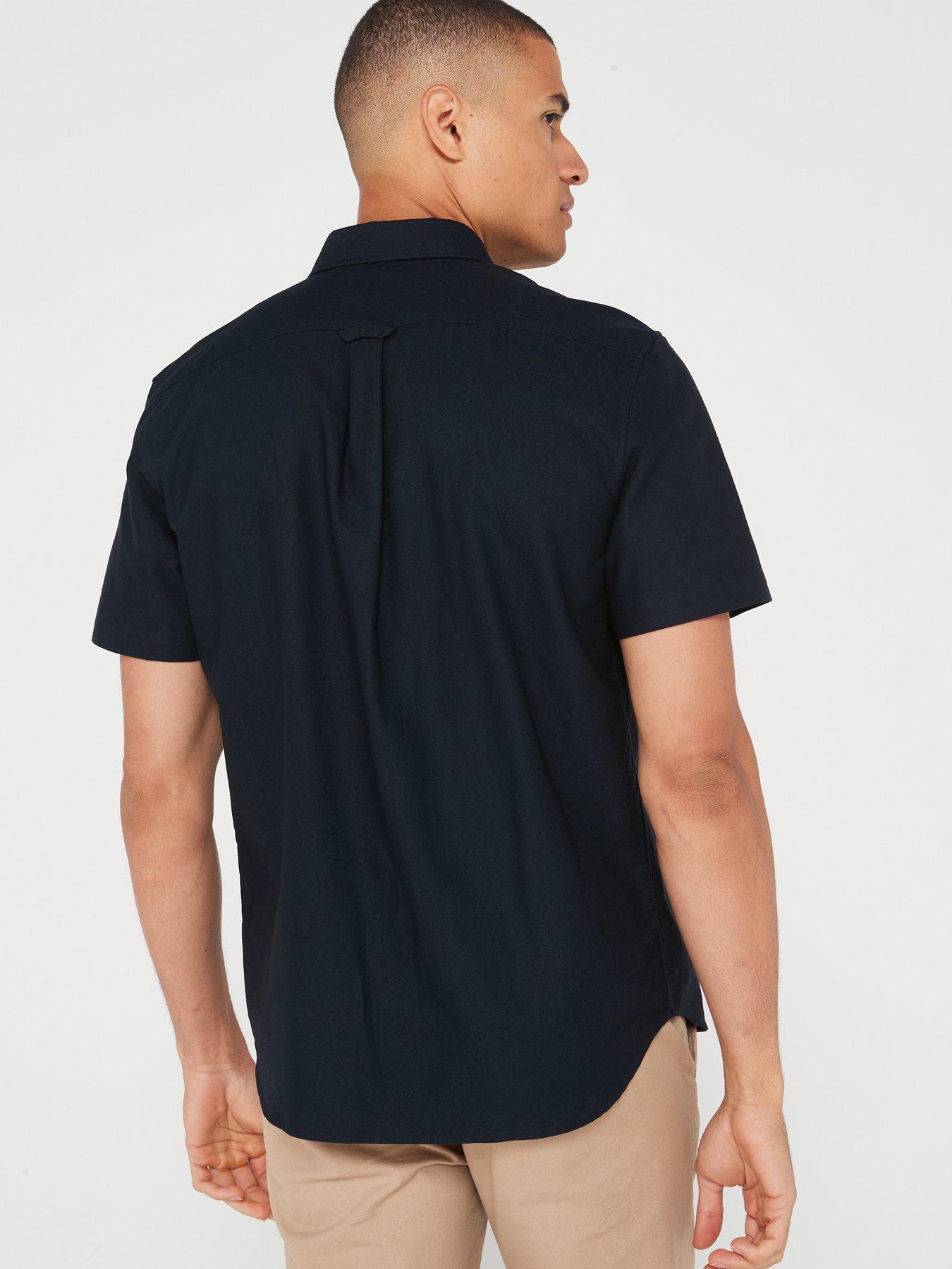 lacoste-short-sleeve-oxford-shirt-navystillFront