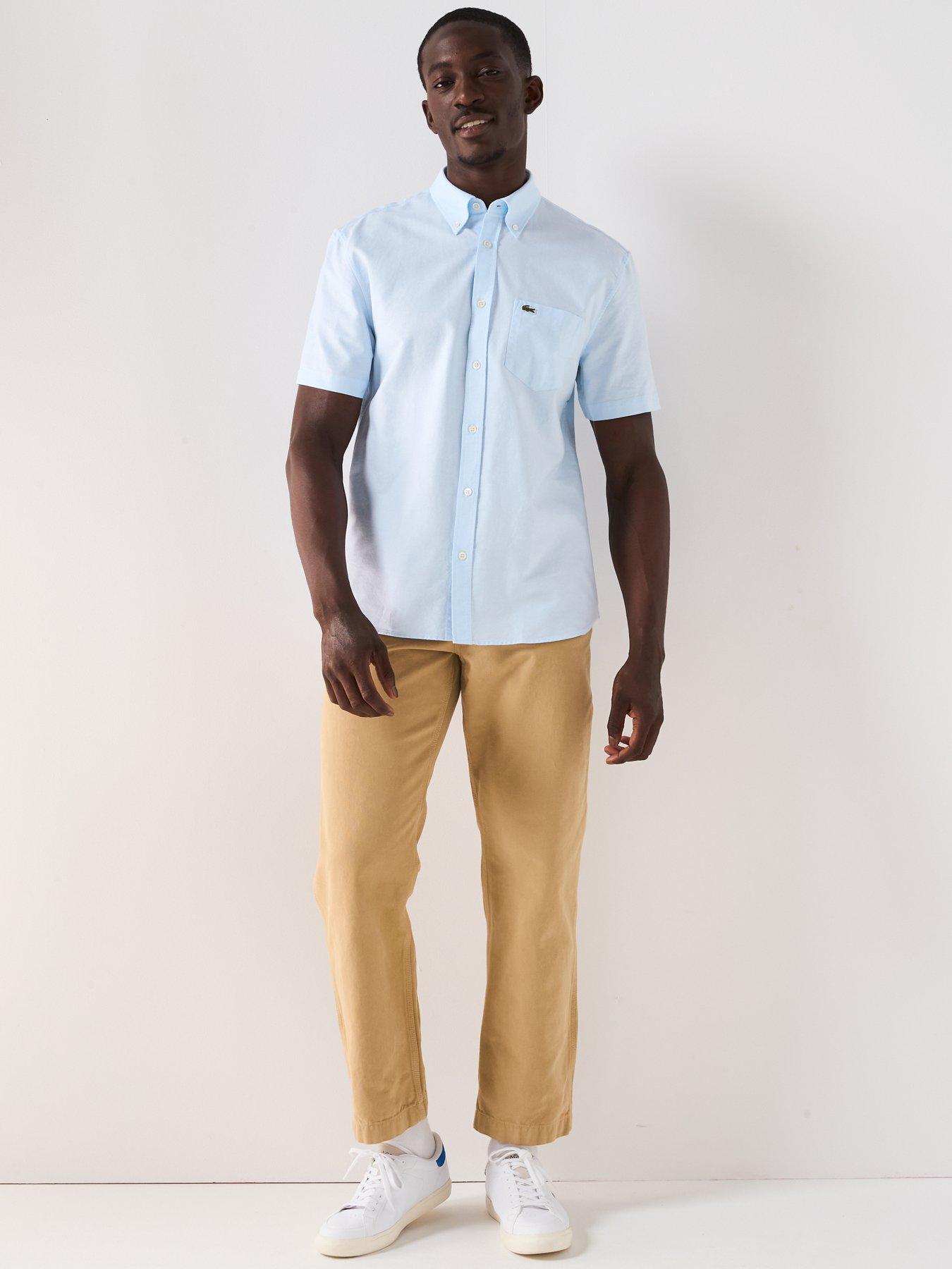 Image 3 of 5 of Lacoste Short Sleeve Oxford Shirt - Light Blue