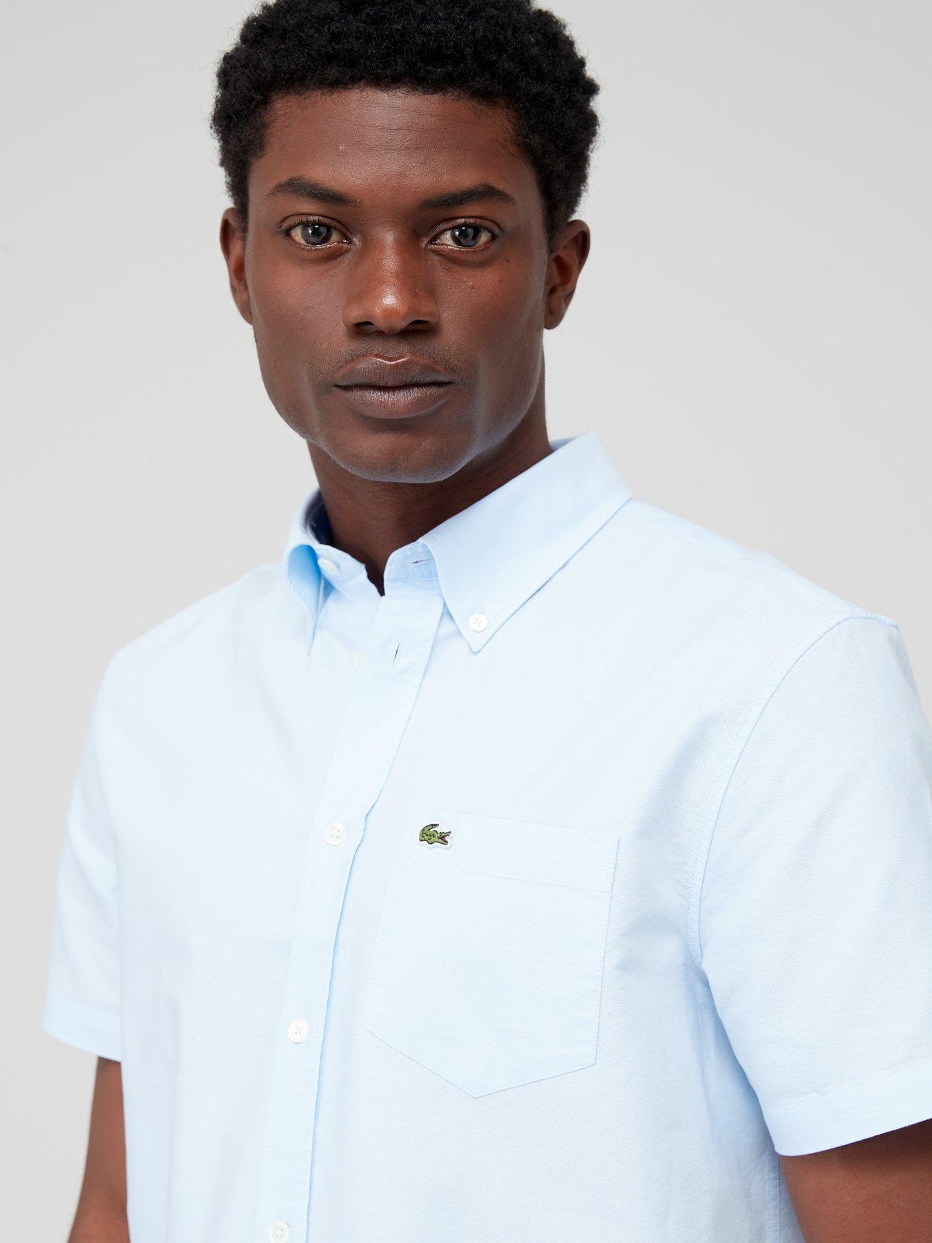 lacoste-short-sleeve-oxford-shirt-blueoutfit