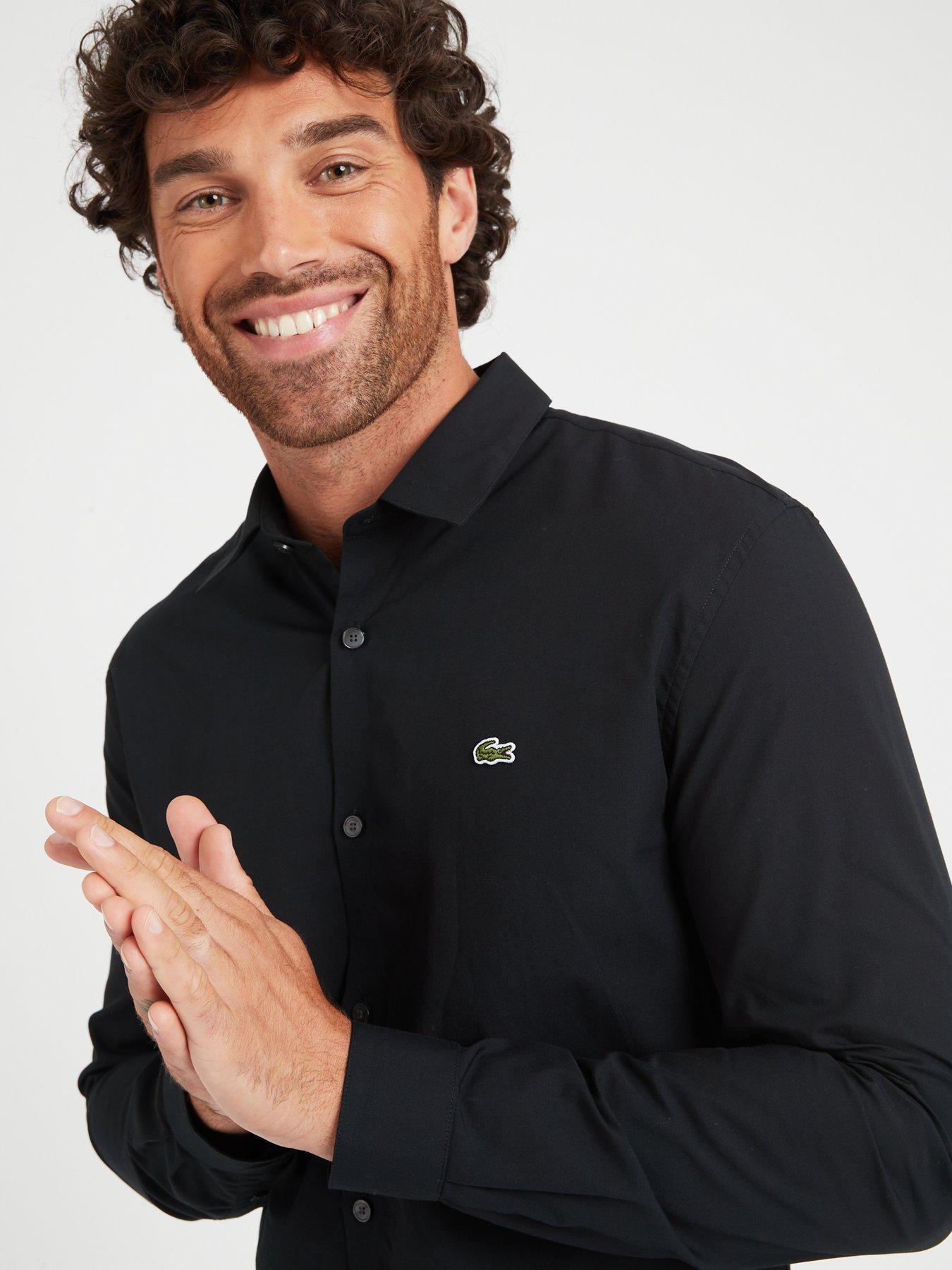 lacoste-slim-fit-button-down-poplin-shirt-blackoutfit