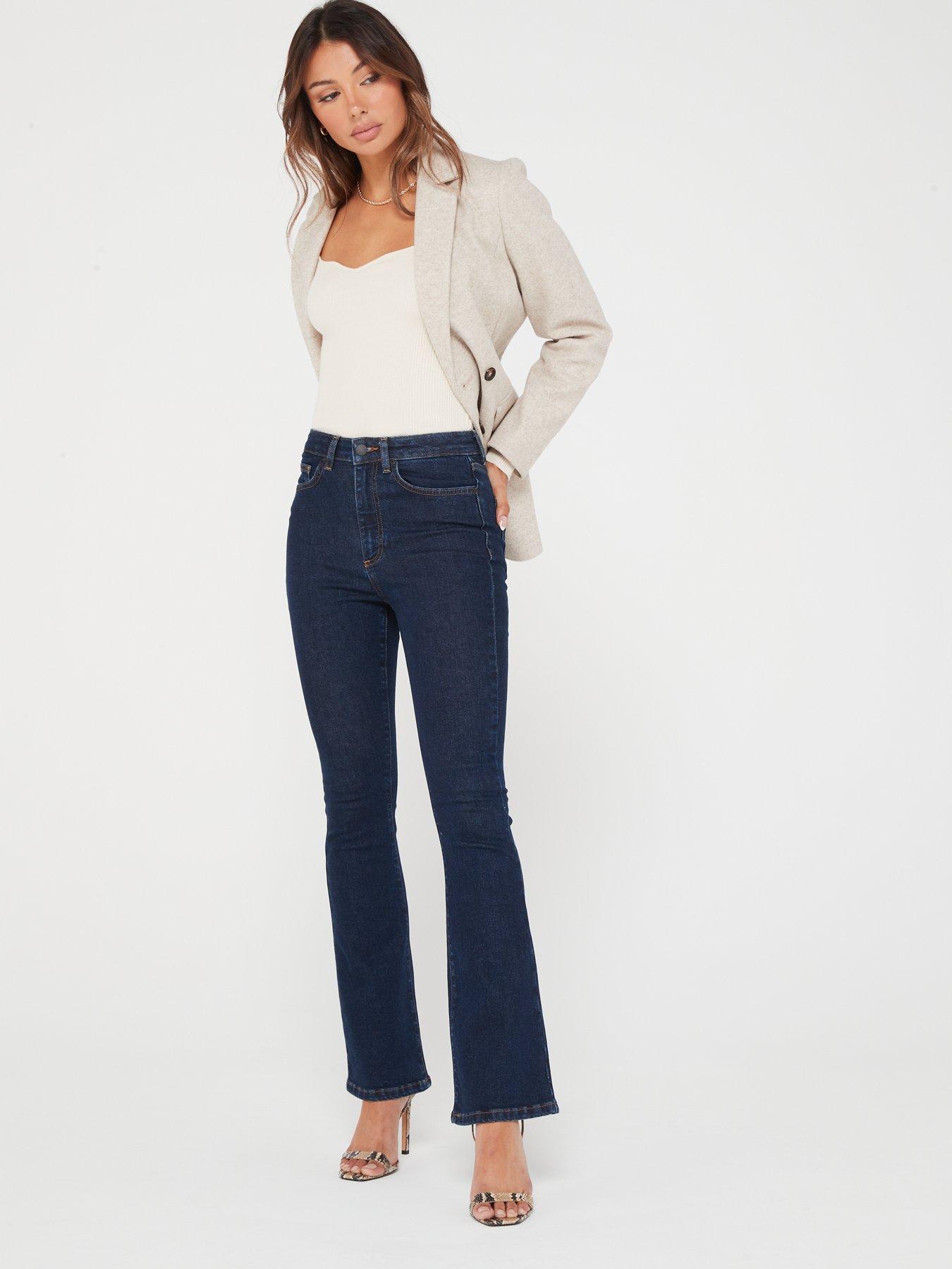 V by Very High Rise Flare Jeans - Dark Wash