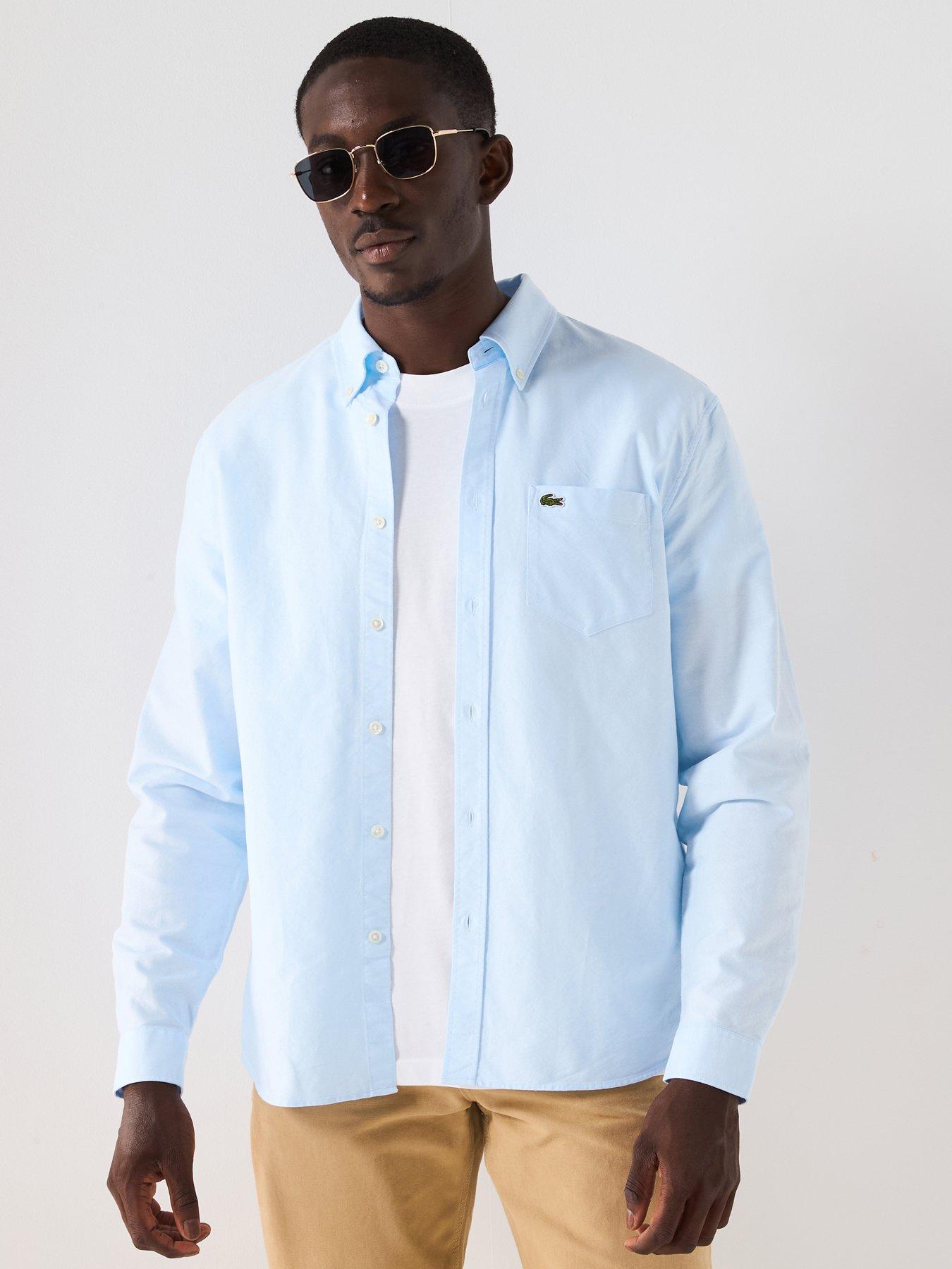 Image of Lacoste Long Sleeve Oxford Shirt - Blue