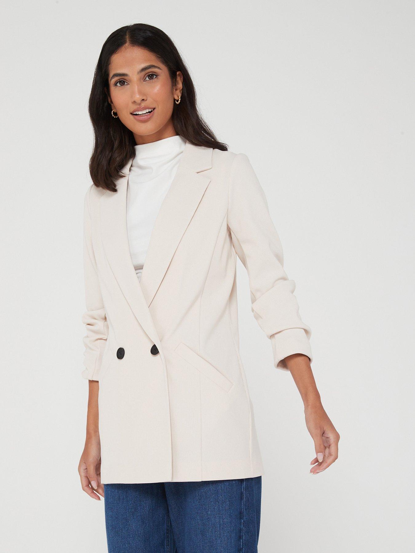 Image 1 of 6 of V by Very Ottoman Jersey Rib Blazer&nbsp;- Neutral