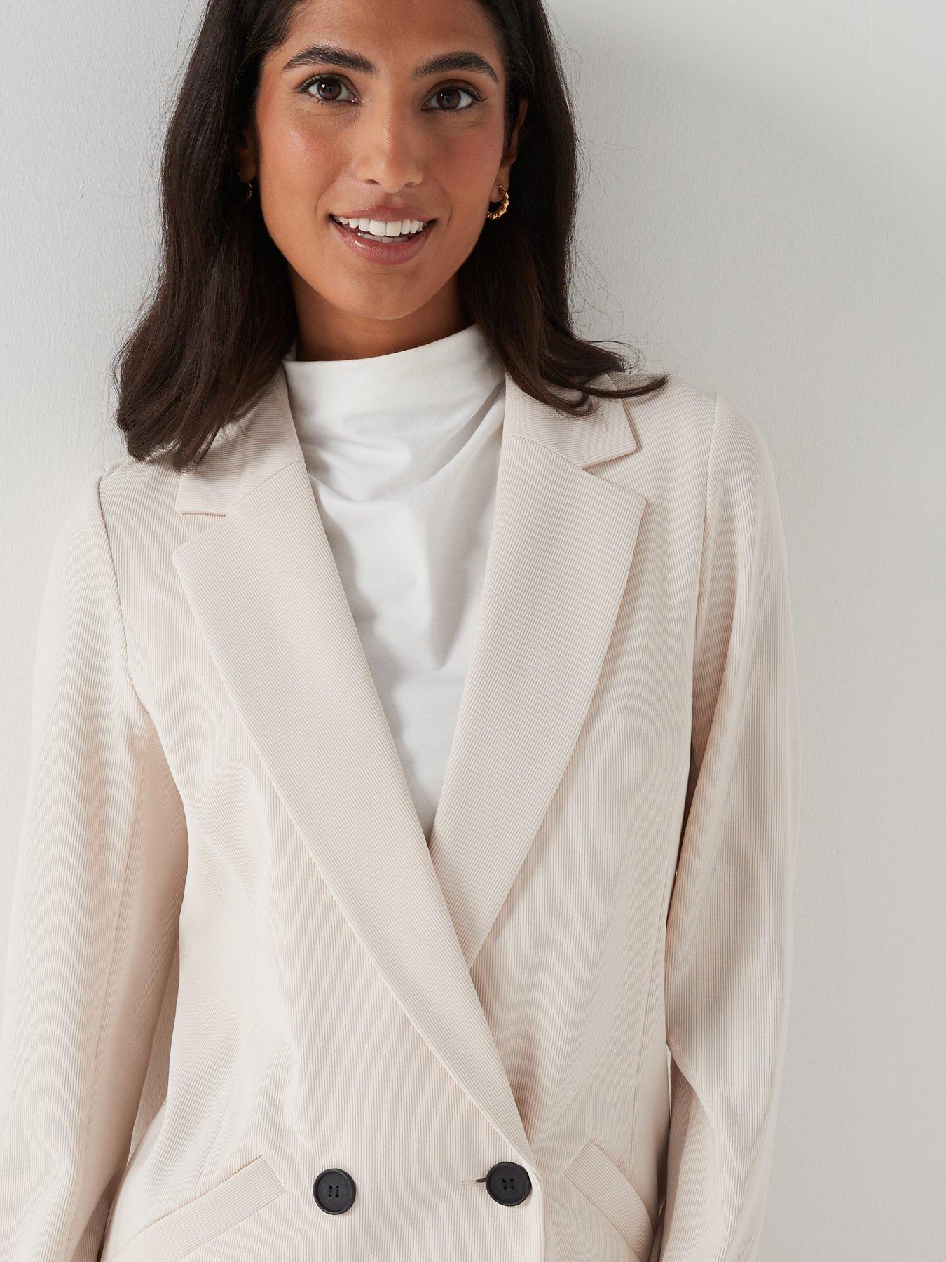 Image 4 of 6 of V by Very Ottoman Jersey Rib Blazer&nbsp;- Neutral