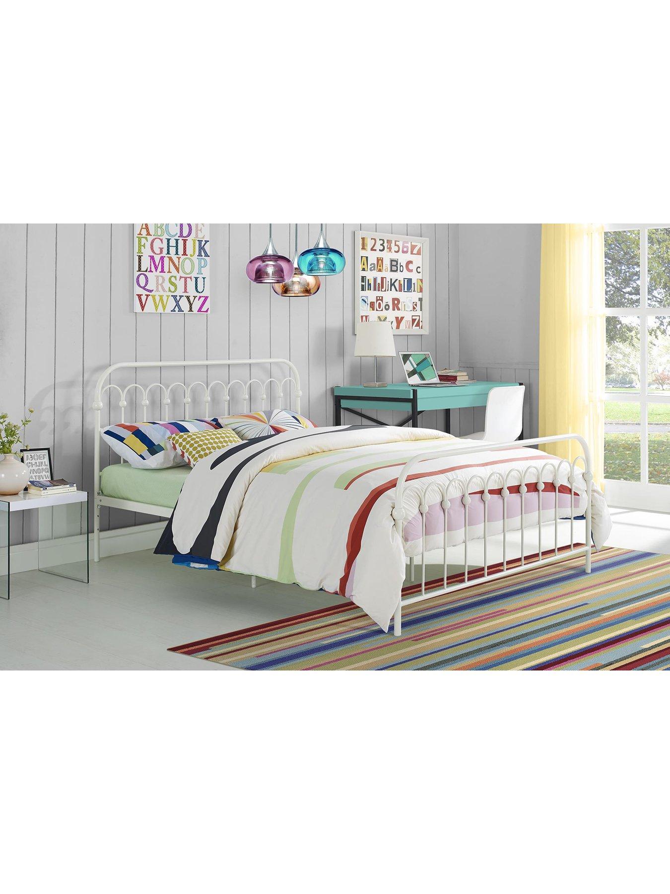 undefined Bright Pop Double Metal Bed Frame - White