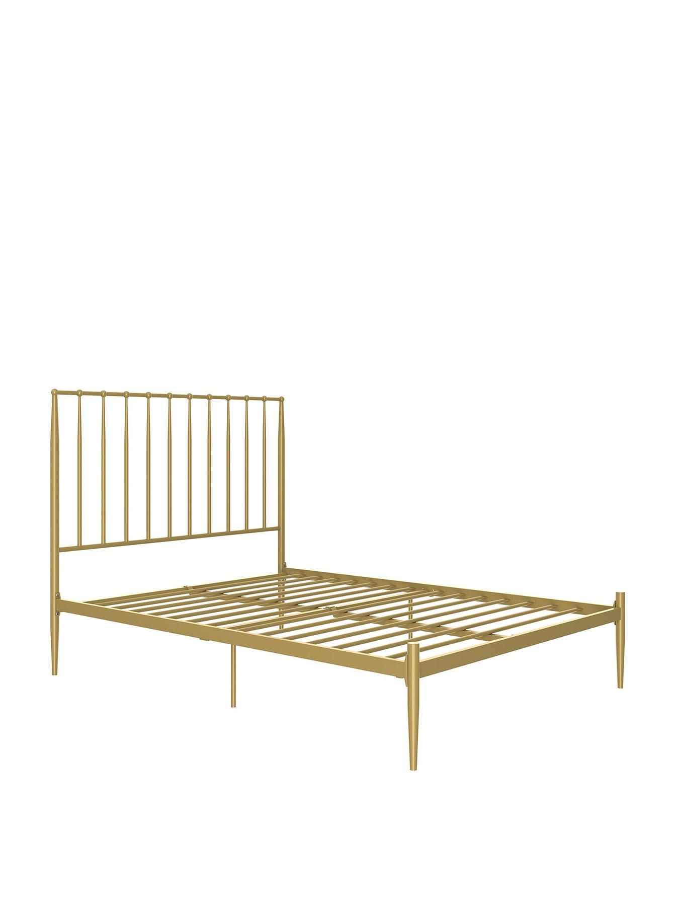 Grey metal deals bed frame queen