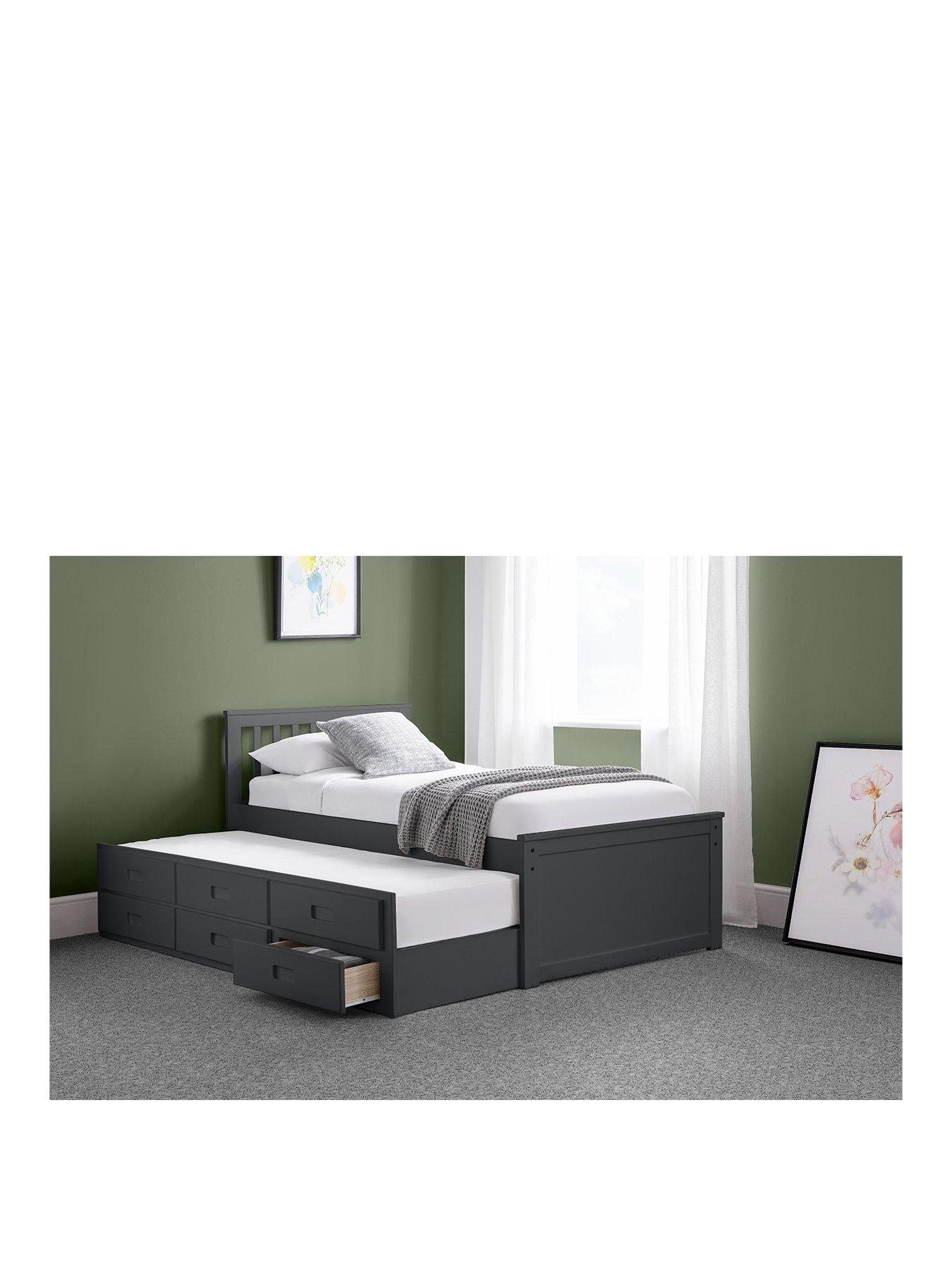 Image of Julian Bowen Maise Children's Bed with Pull Out Guest Bed and Drawers - Anthracite