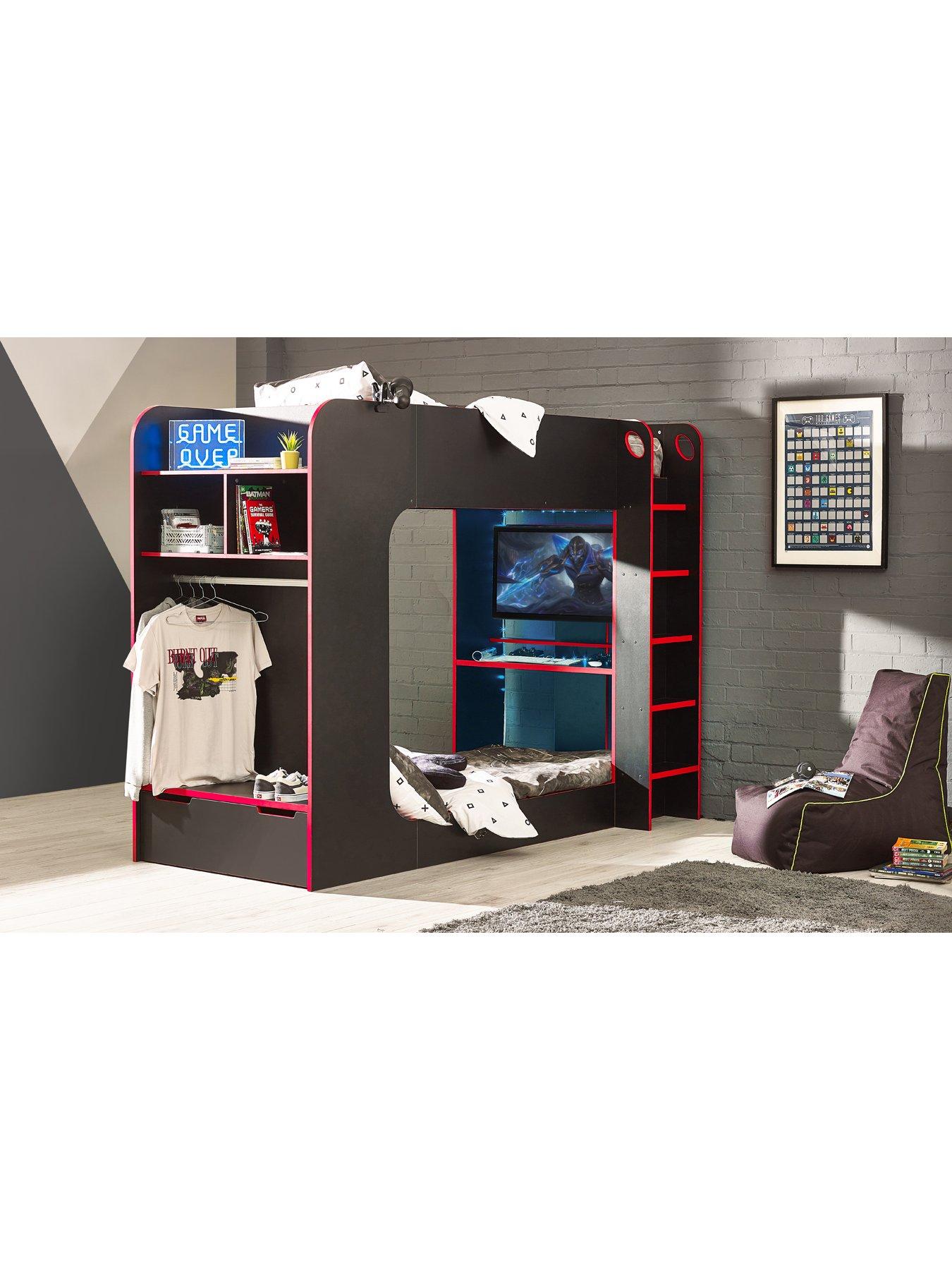 julian-bowen-impact-gaming-bunk-bed-blackredstillFront