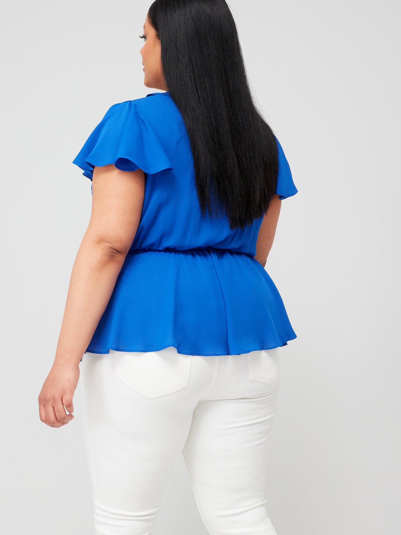city-chic-top-wrap-frills-bluestillFront
