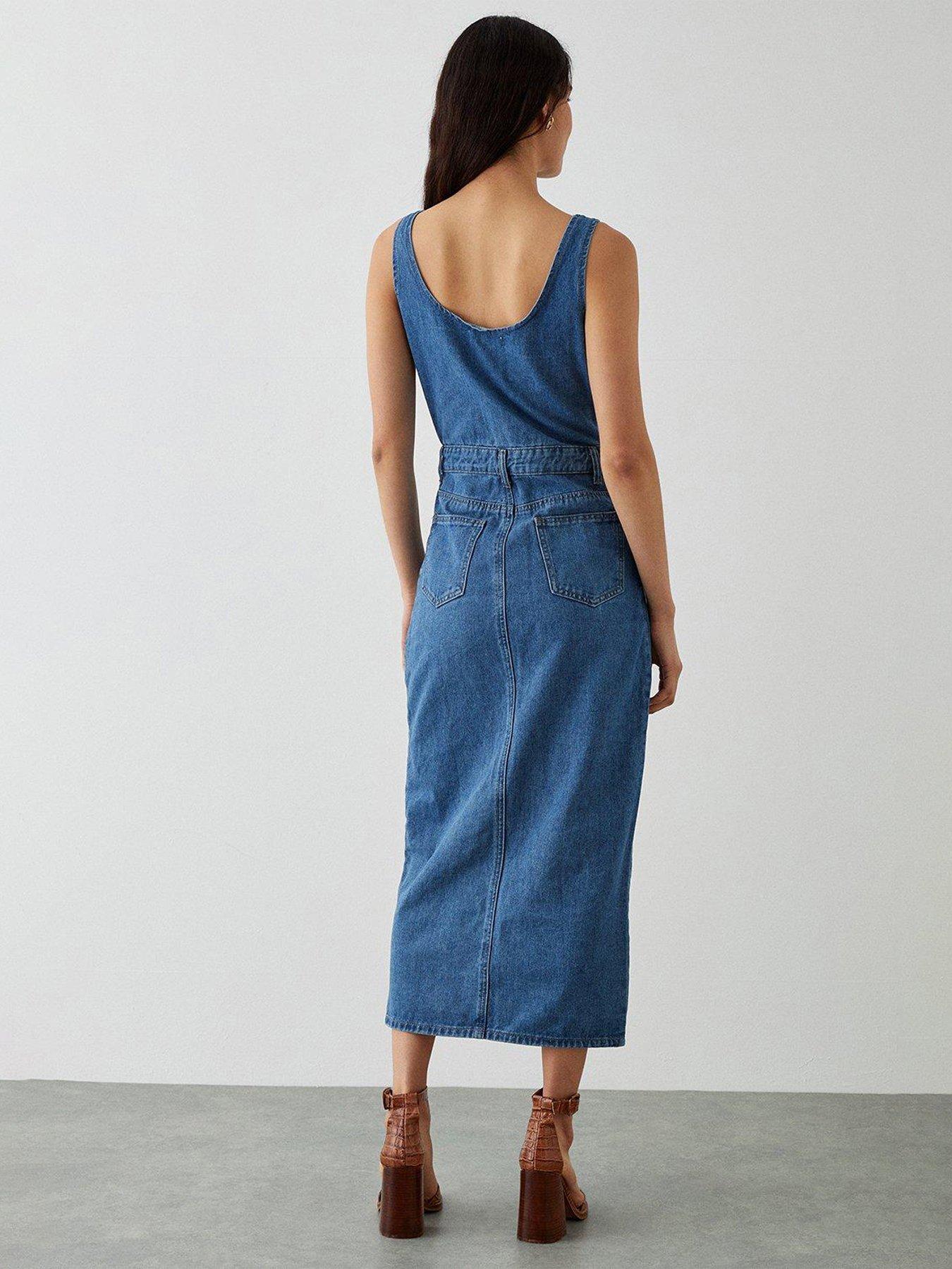 Dorothy perkins clearance denim pinafore dress