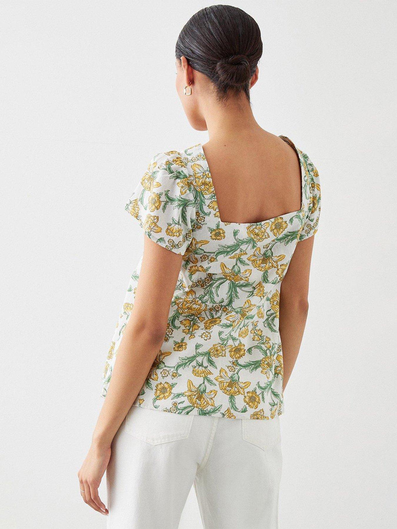 dorothy-perkins-floral-linen-look-button-front-blouse-yellowstillFront