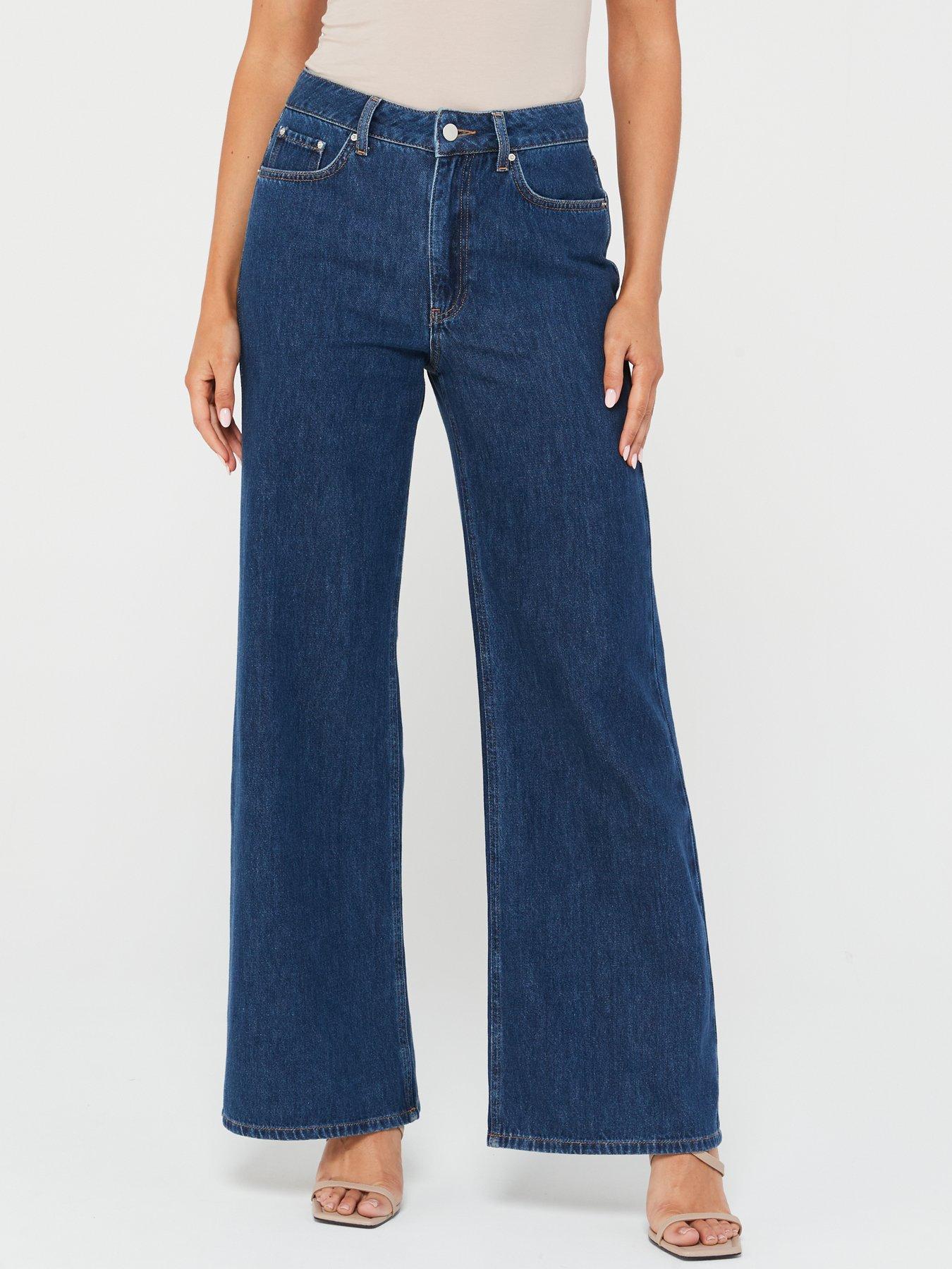 Relaxed Wide Leg Jeans Dark Wash