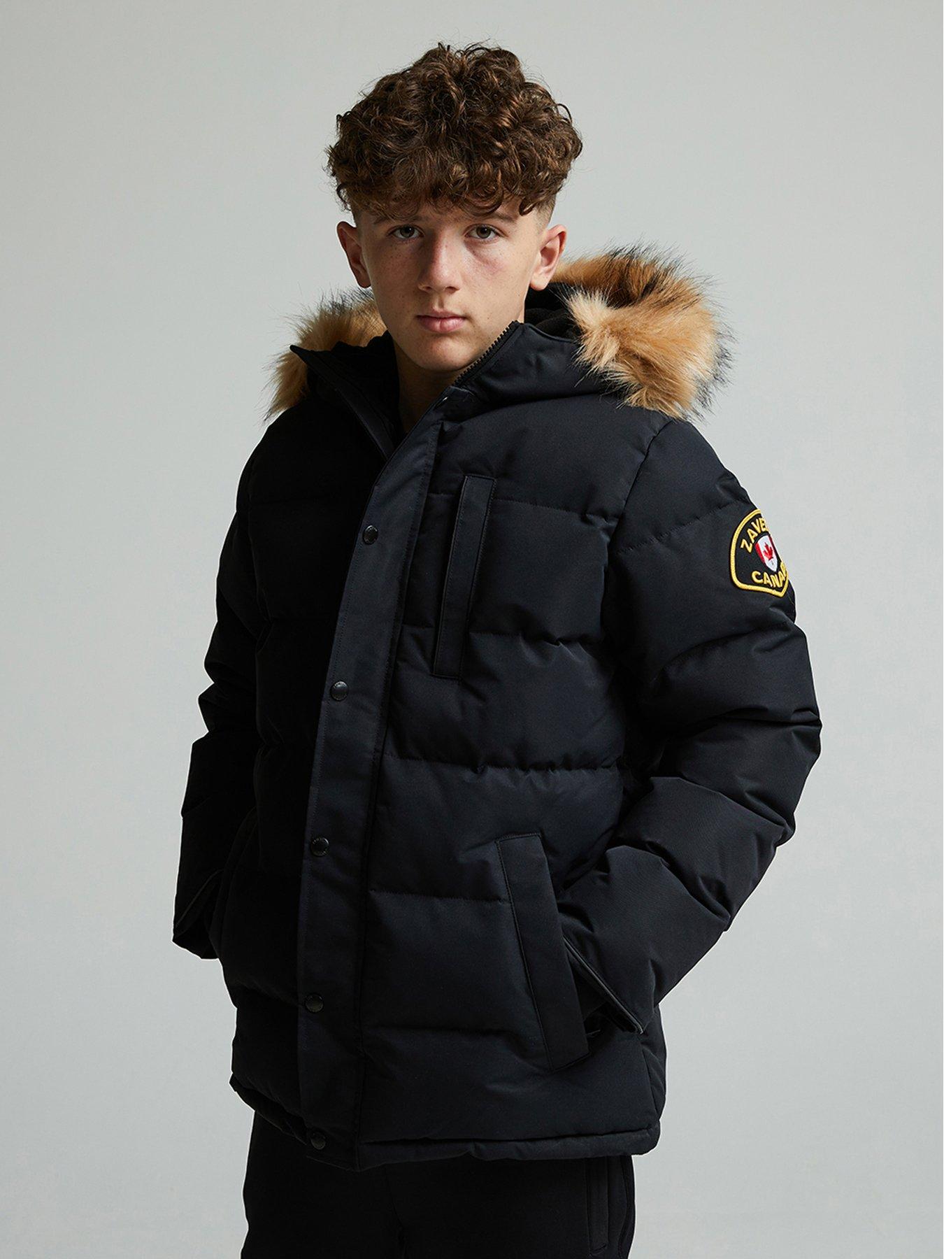 Image 4 of 5 of Zavetti Canada Junior Boys Oshawa 3.0 Puffer Parka Coat - Black