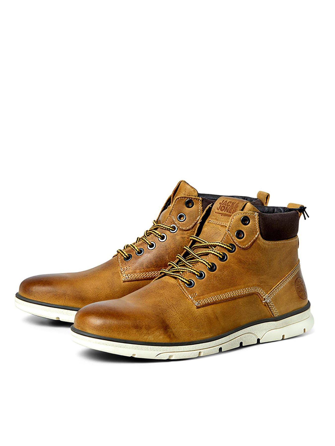 Jack Jones Leather Lace Up Chukka Boots Light Brown