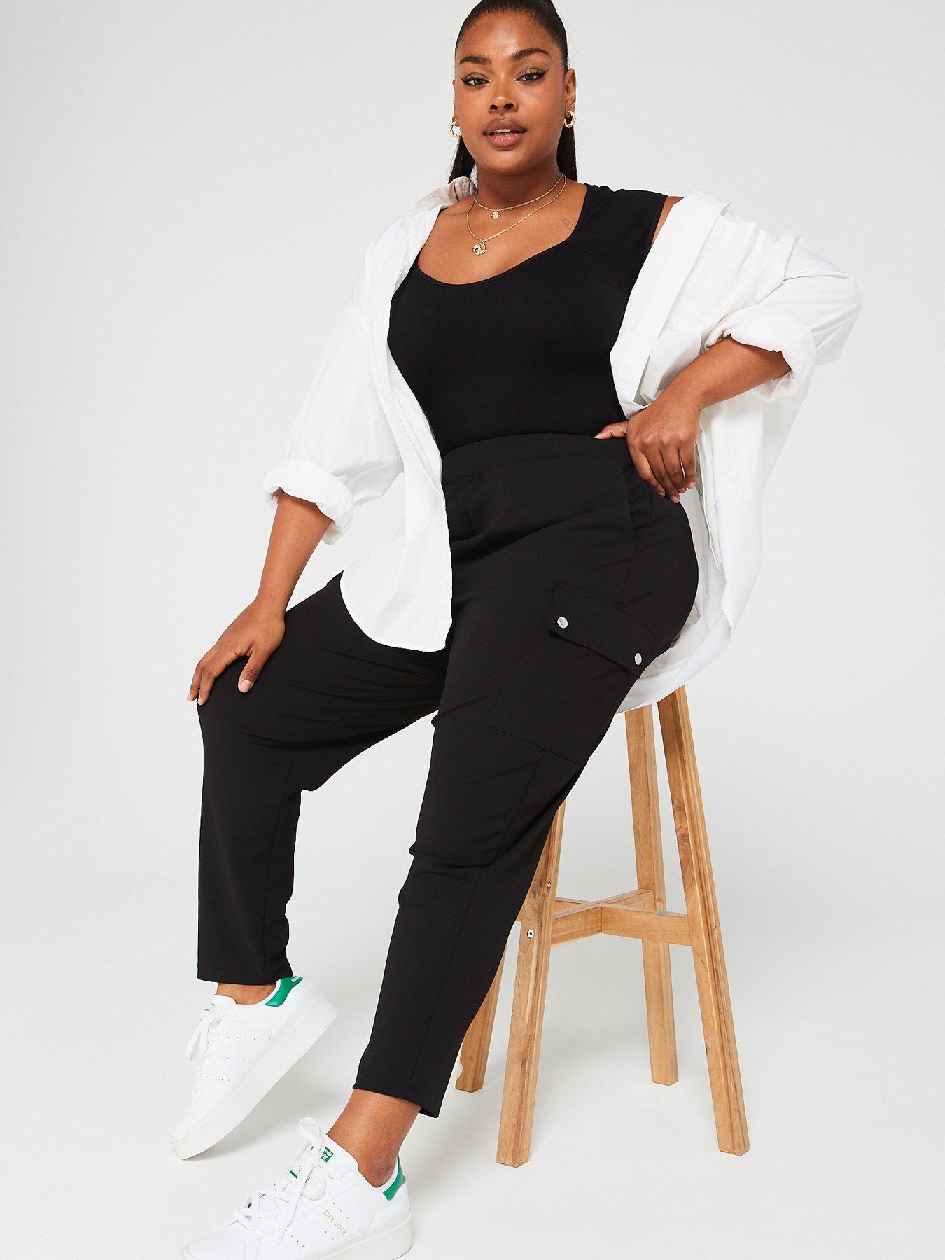 Image 4 of 6 of V by Very Curve Tapered Leg Cargo Stretch&nbsp;Crepe Trouser