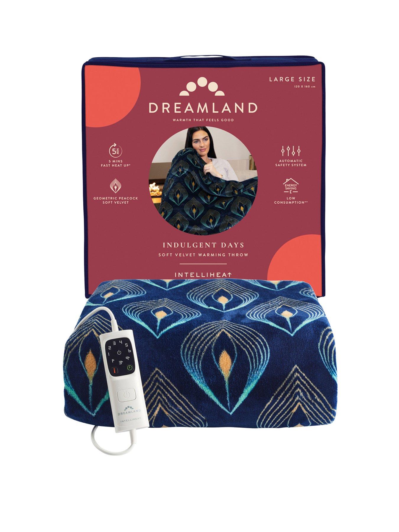 undefined Intelliheat Velvet Plush Patterned Heated Throw - Blue